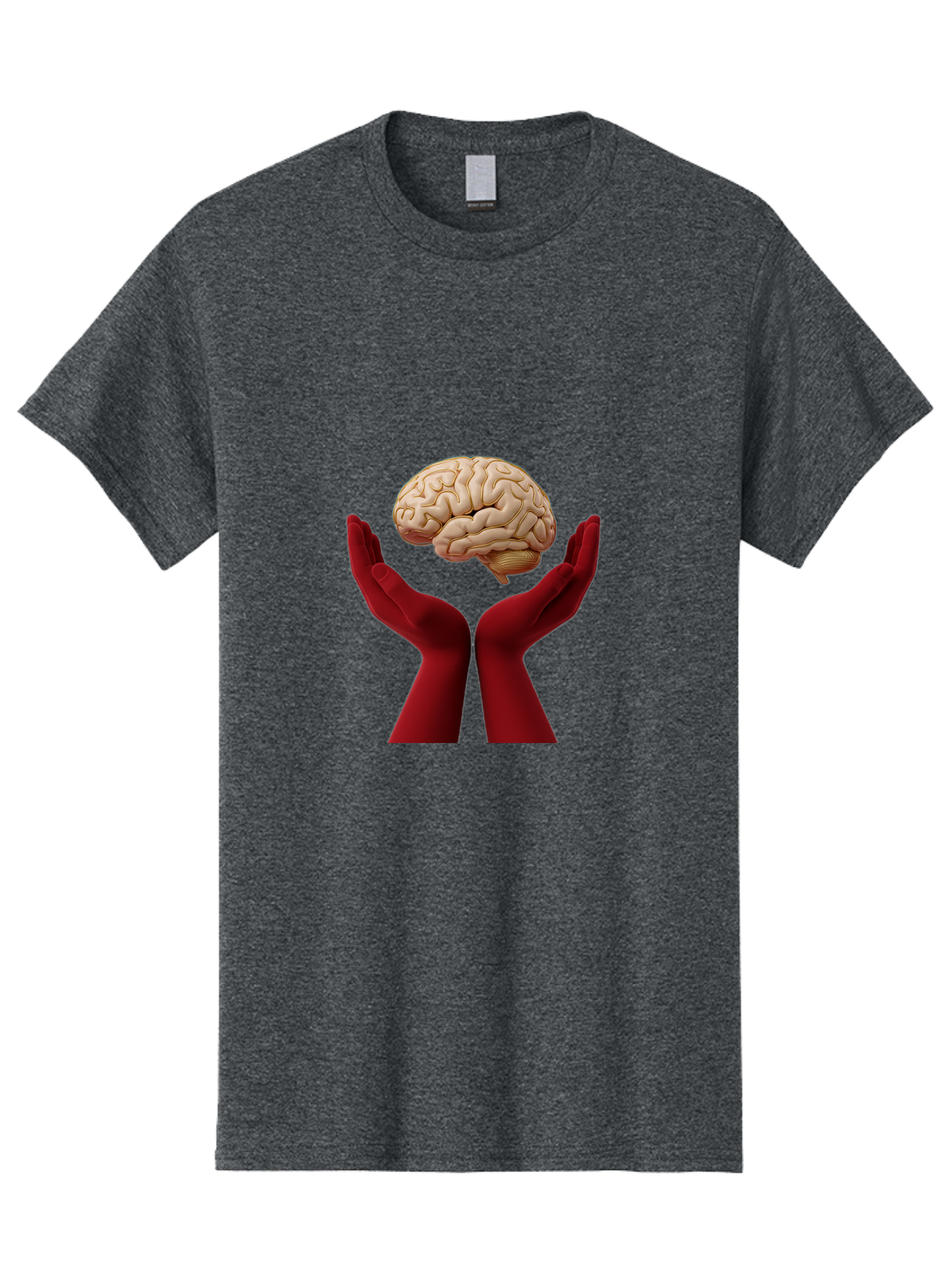 Hands-Holding-Brain-1 Men'S Graphic Tee, 100% Cotton, Comfortable Casual Summer Wear, Machine Washable, Human Brain, Hands Holding Brain, Cognitive Function, Neuroscience, Human Anatomy, Red Gloves, Realistic Brain Model, Medical Illustration, Bae029 9