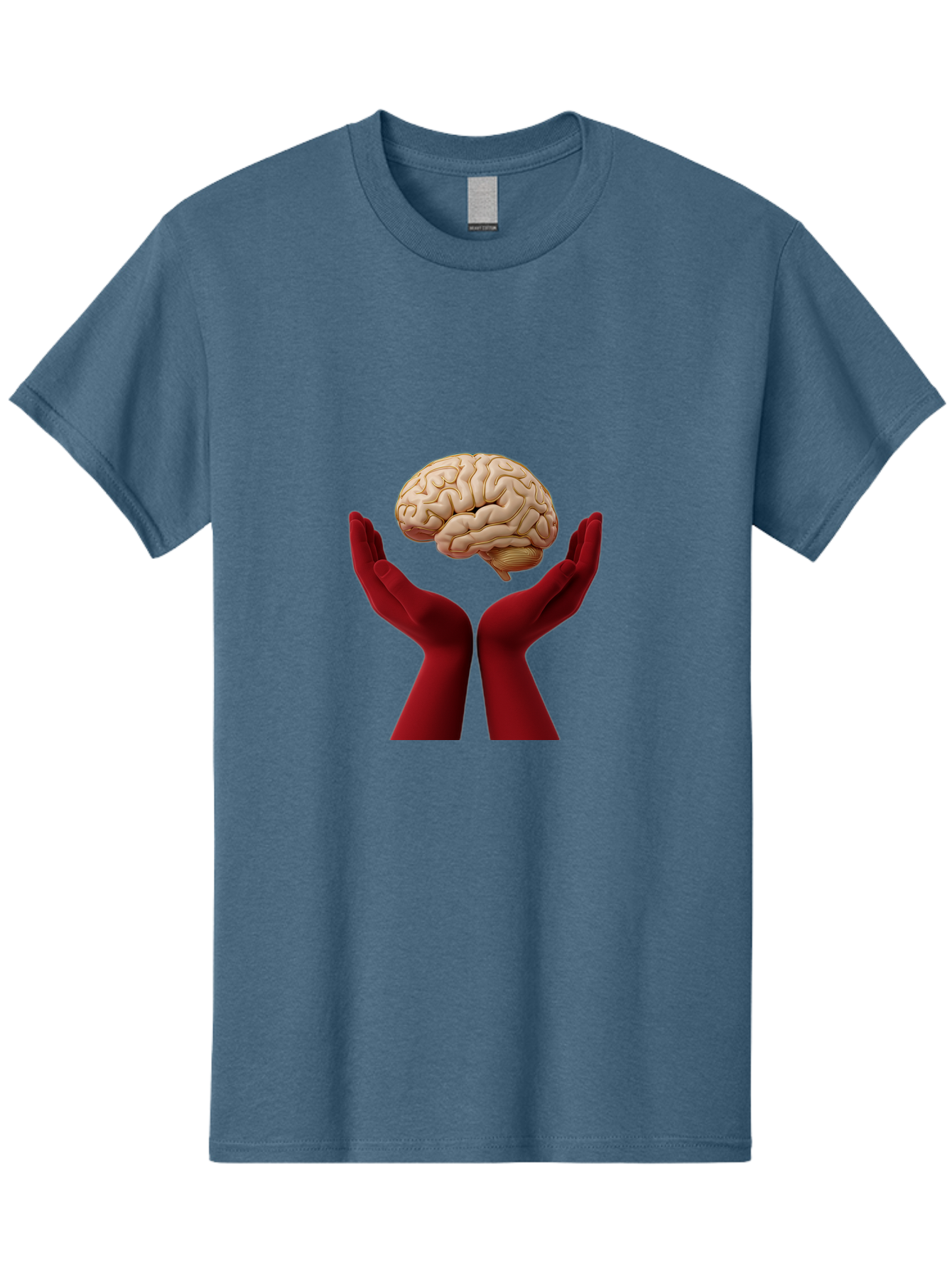 Hands-Holding-Brain-1 Men'S Graphic Tee, 100% Cotton, Comfortable Casual Summer Wear, Machine Washable, Human Brain, Hands Holding Brain, Cognitive Function, Neuroscience, Human Anatomy, Red Gloves, Realistic Brain Model, Medical Illustration, Bae029 8
