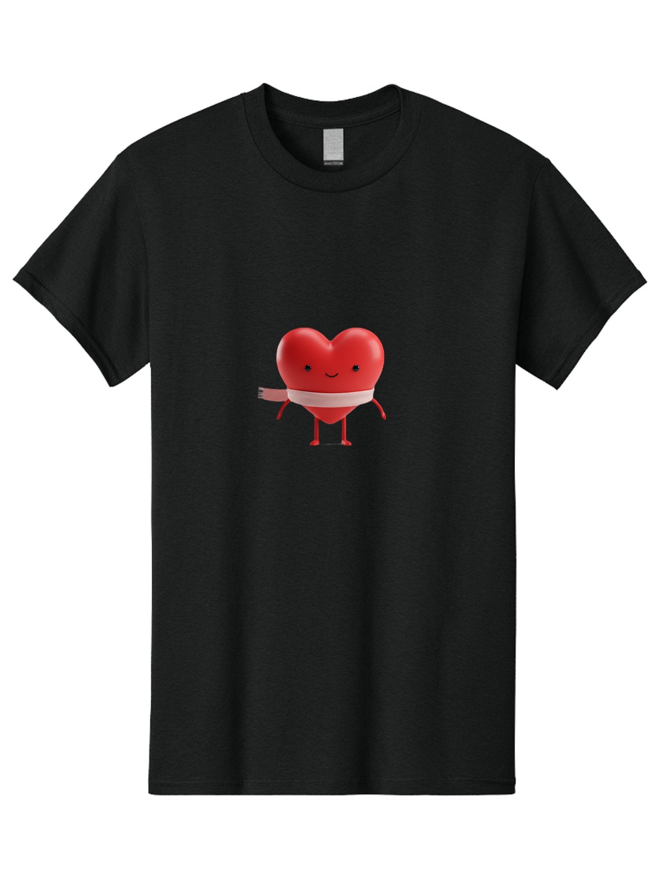 Heart-Character-1 Men'S Graphic Tee, 100% Cotton, Comfortable Casual Summer Wear, Machine Washable, Heart Character, Wounded Heart, Cartoon Heart, Bandaged Heart, Cute Heart, Love Symbol, Heart Health, Heartbreak, Valentine'S Day, Bae037 10