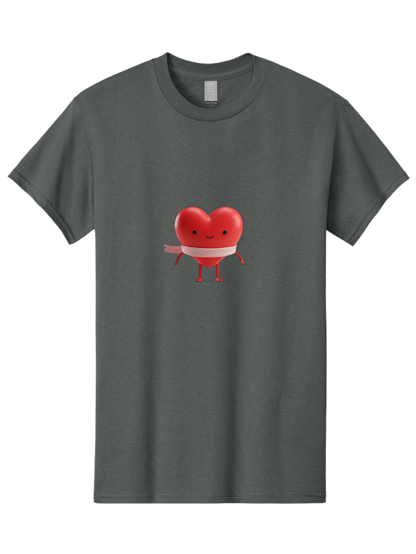 Heart-Character-1 Men'S Graphic Tee, 100% Cotton, Comfortable Casual Summer Wear, Machine Washable, Heart Character, Wounded Heart, Cartoon Heart, Bandaged Heart, Cute Heart, Love Symbol, Heart Health, Heartbreak, Valentine'S Day, Bae037 8