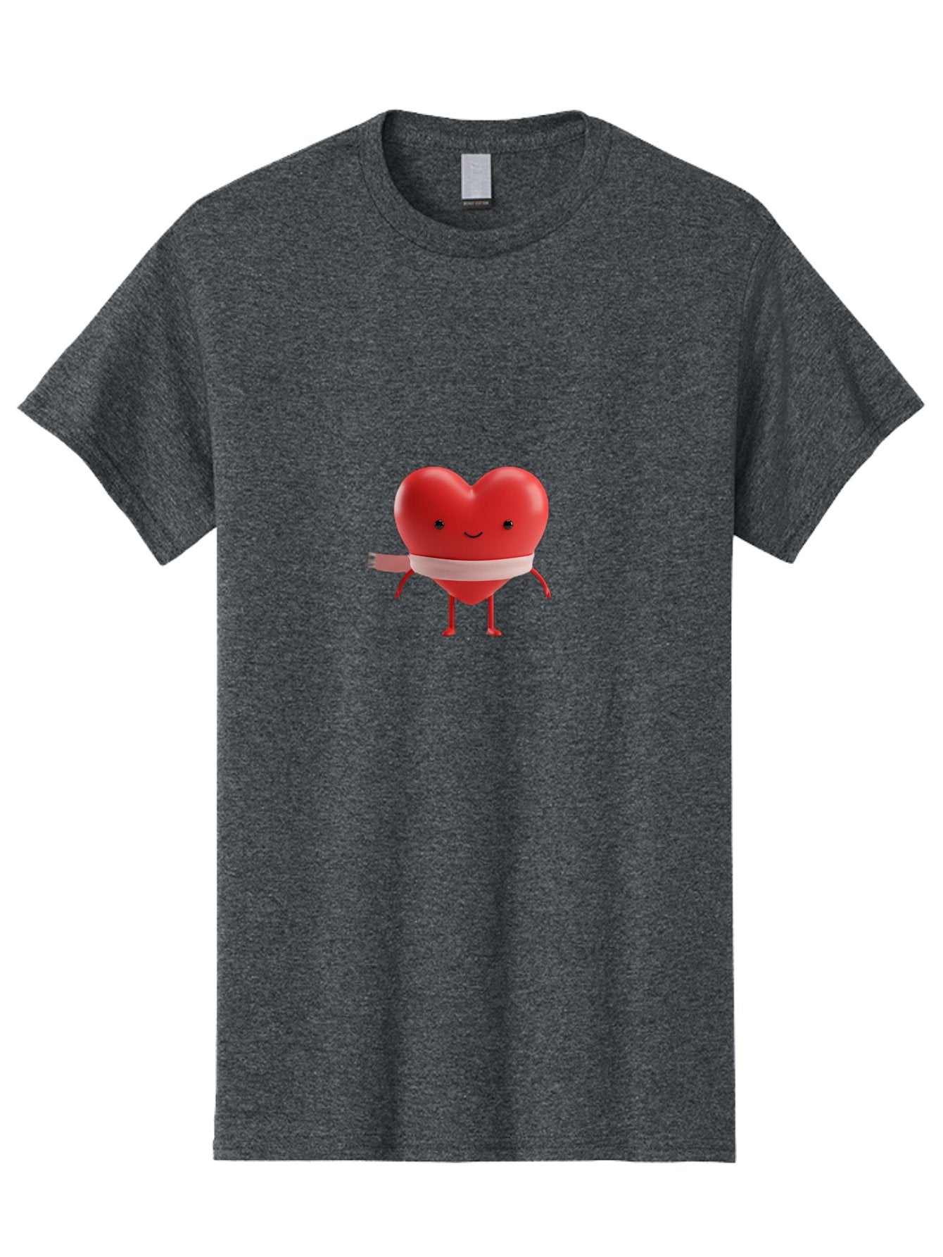 Heart-Character-1 Men'S Graphic Tee, 100% Cotton, Comfortable Casual Summer Wear, Machine Washable, Heart Character, Wounded Heart, Cartoon Heart, Bandaged Heart, Cute Heart, Love Symbol, Heart Health, Heartbreak, Valentine'S Day, Bae037 6