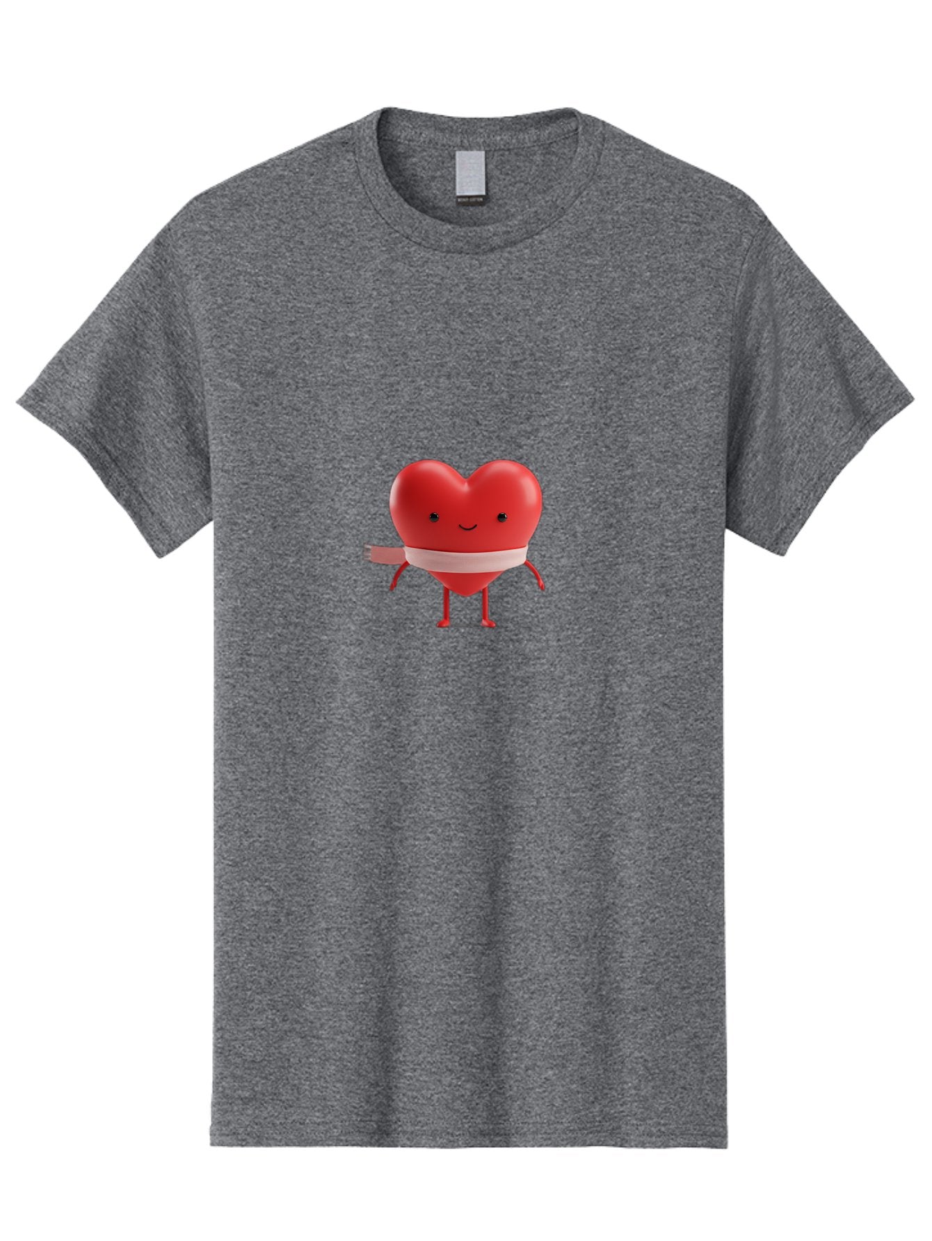 Heart-Character-1 Men'S Graphic Tee, 100% Cotton, Comfortable Casual Summer Wear, Machine Washable, Heart Character, Wounded Heart, Cartoon Heart, Bandaged Heart, Cute Heart, Love Symbol, Heart Health, Heartbreak, Valentine'S Day, Bae037 11