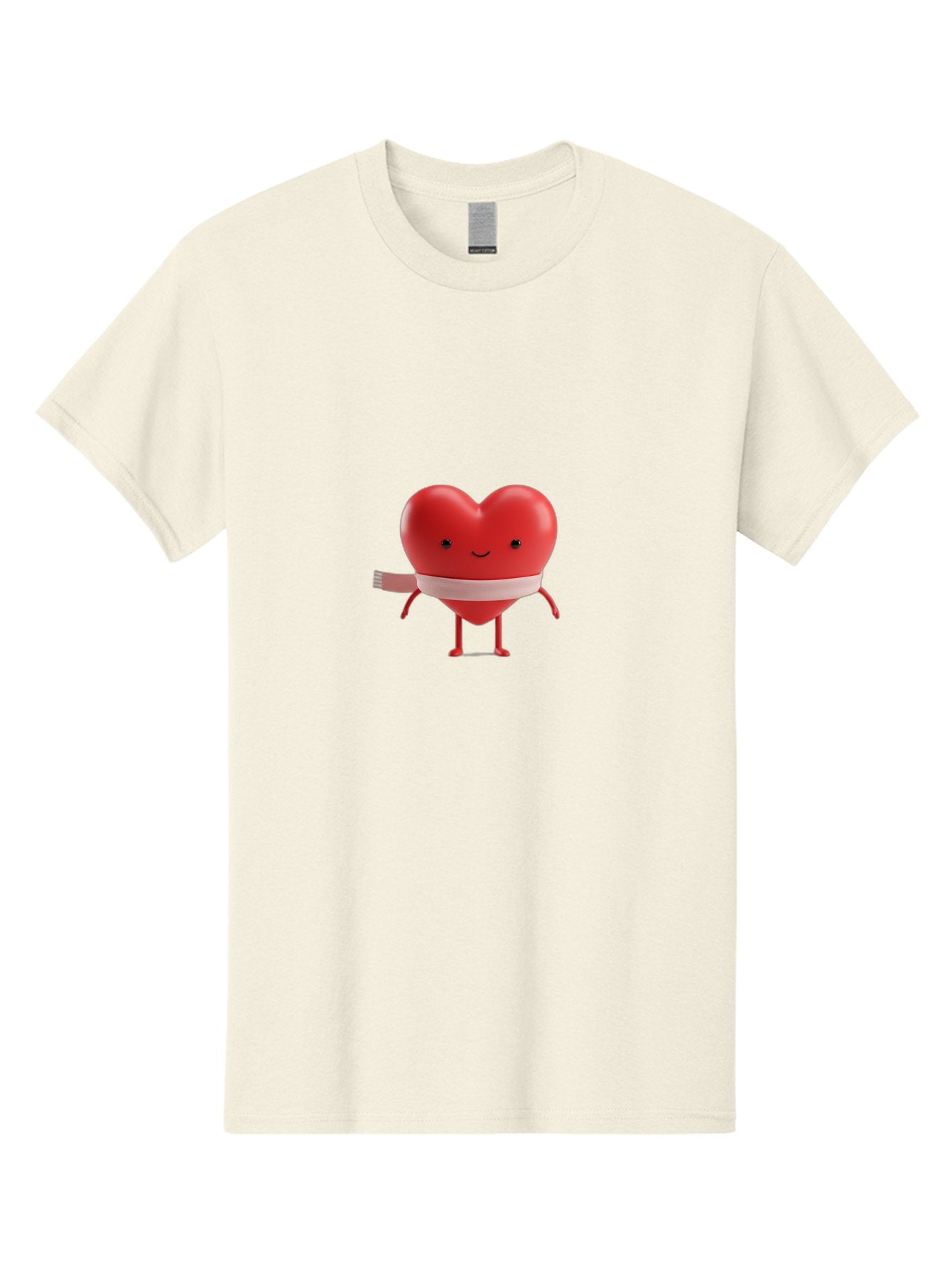 Heart-Character-1 Men'S Graphic Tee, 100% Cotton, Comfortable Casual Summer Wear, Machine Washable, Heart Character, Wounded Heart, Cartoon Heart, Bandaged Heart, Cute Heart, Love Symbol, Heart Health, Heartbreak, Valentine'S Day, Bae037