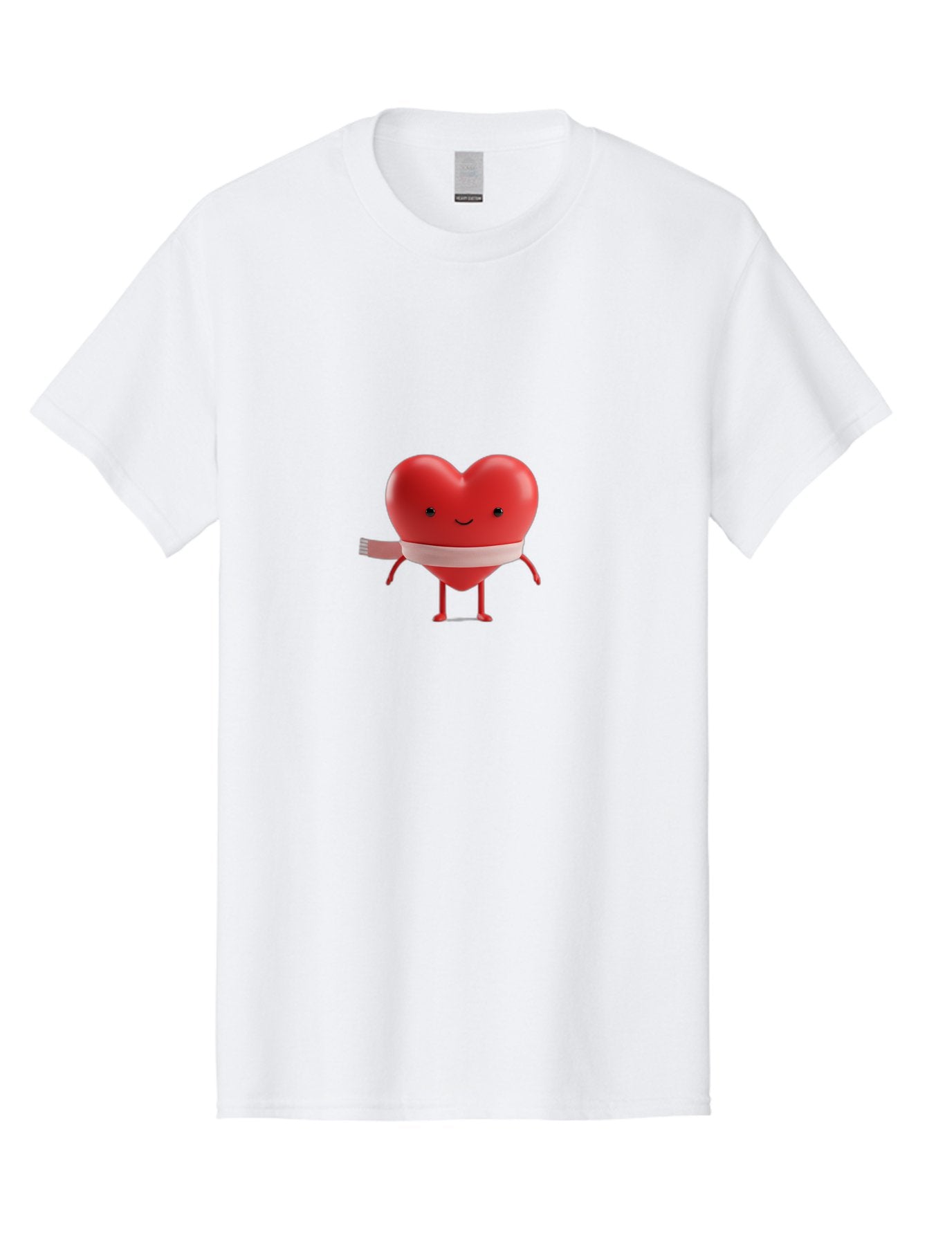 Heart-Character-1 Men'S Graphic Tee, 100% Cotton, Comfortable Casual Summer Wear, Machine Washable, Heart Character, Wounded Heart, Cartoon Heart, Bandaged Heart, Cute Heart, Love Symbol, Heart Health, Heartbreak, Valentine'S Day, Bae037 5