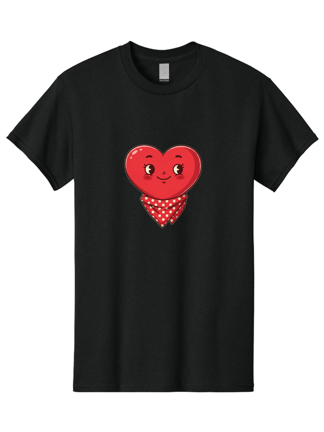 Heart-With-Bandana Men'S Graphic Tee, 100% Cotton, Comfortable Casual Summer Wear, Machine Washable, Cartoon Heart, Red Heart, Smiling Face, Heart With Bandana, Polka Dot Bandana, Cute Design, Valentines Day, Love Symbol Bae041 9