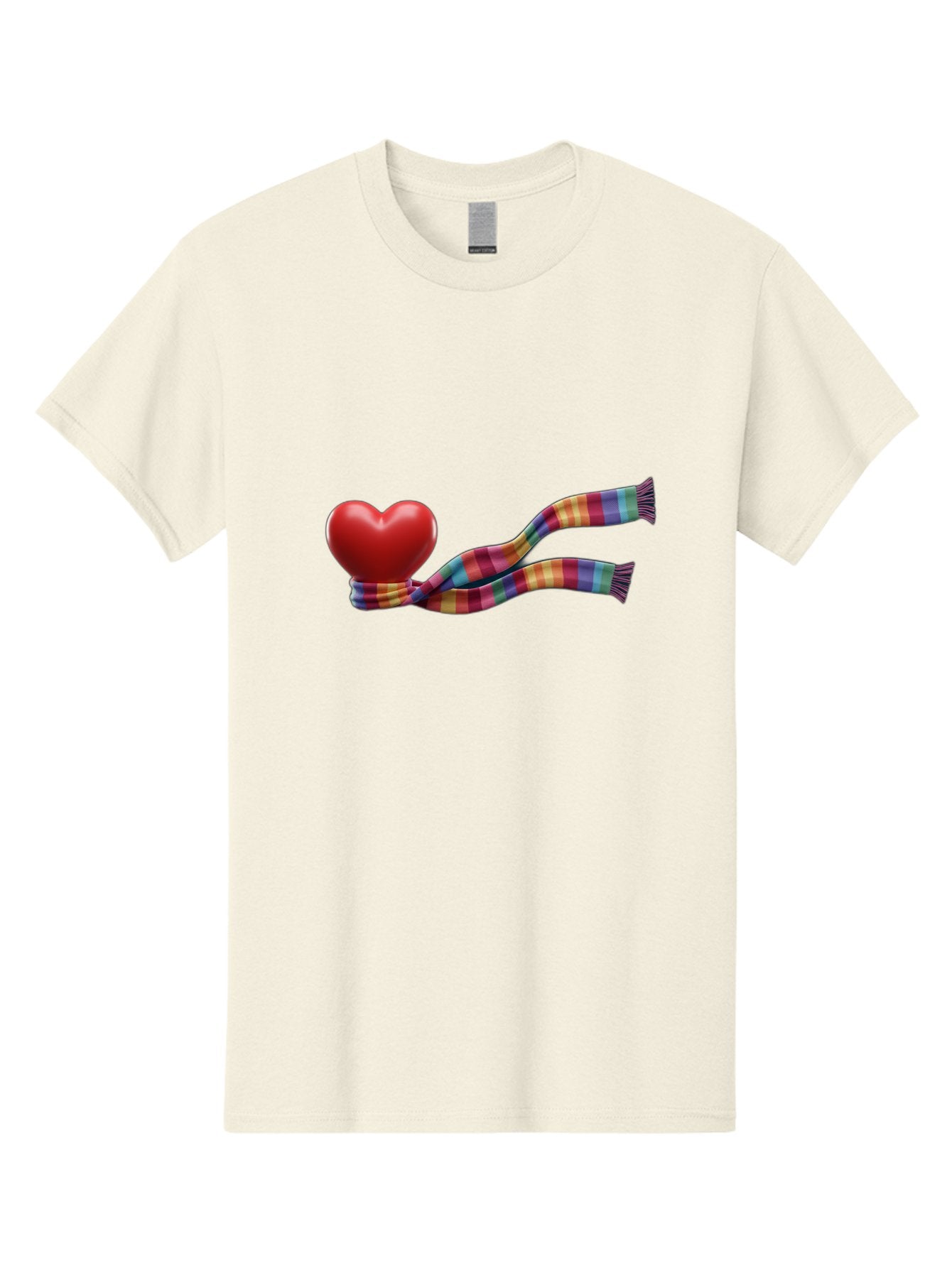 Heart-With-Scarf-2 Men'S Graphic Tee, 100% Cotton, Comfortable Casual Summer Wear, Machine Washable, Red Heart Wrapped In A Scarf, Plaid Pattern, Vibrant Colors, Festive Atmosphere, Love Symbol, Winter Theme, Cozy Feeling Bae043 9