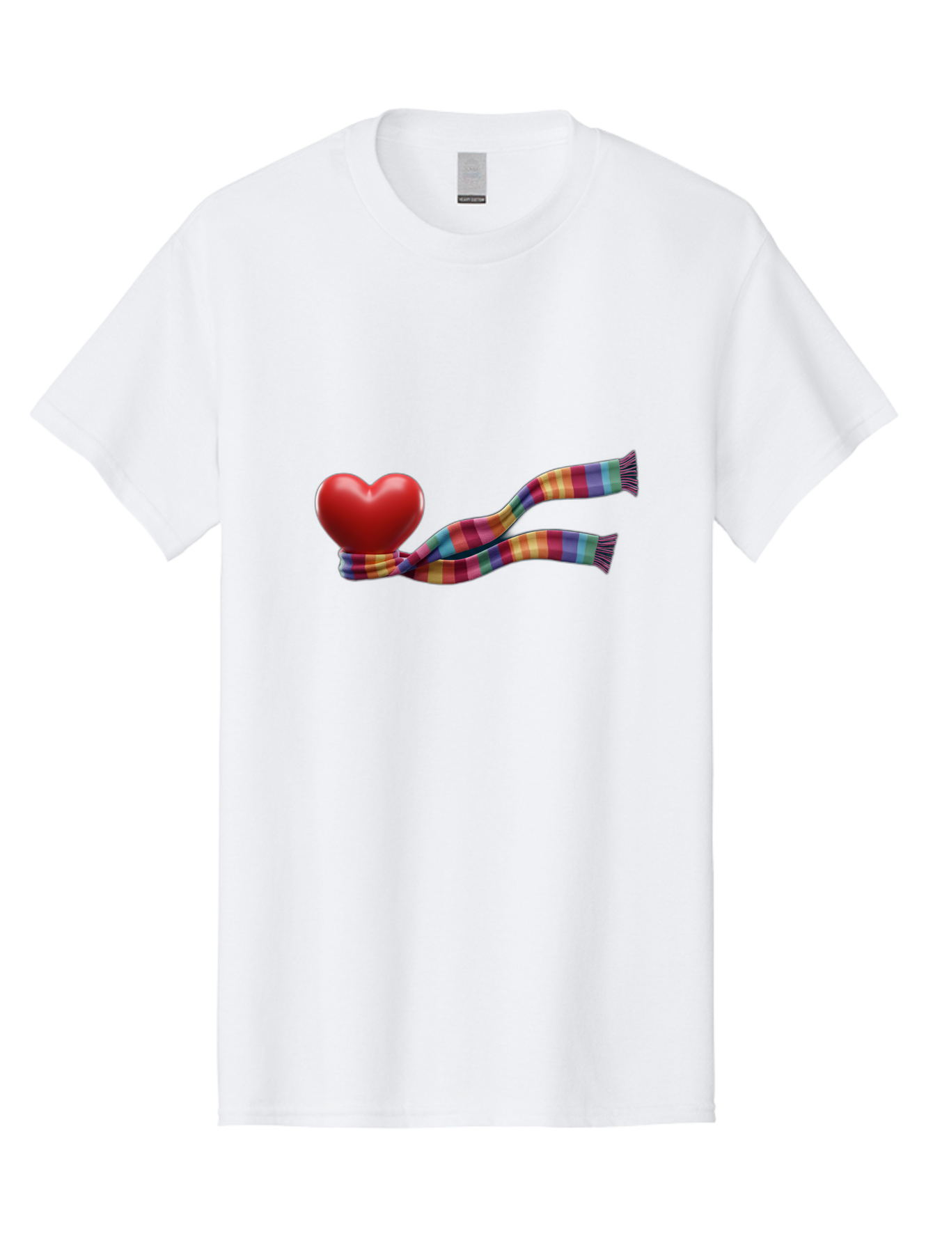 Heart-With-Scarf-2 Men'S Graphic Tee, 100% Cotton, Comfortable Casual Summer Wear, Machine Washable, Red Heart Wrapped In A Scarf, Plaid Pattern, Vibrant Colors, Festive Atmosphere, Love Symbol, Winter Theme, Cozy Feeling Bae043 6
