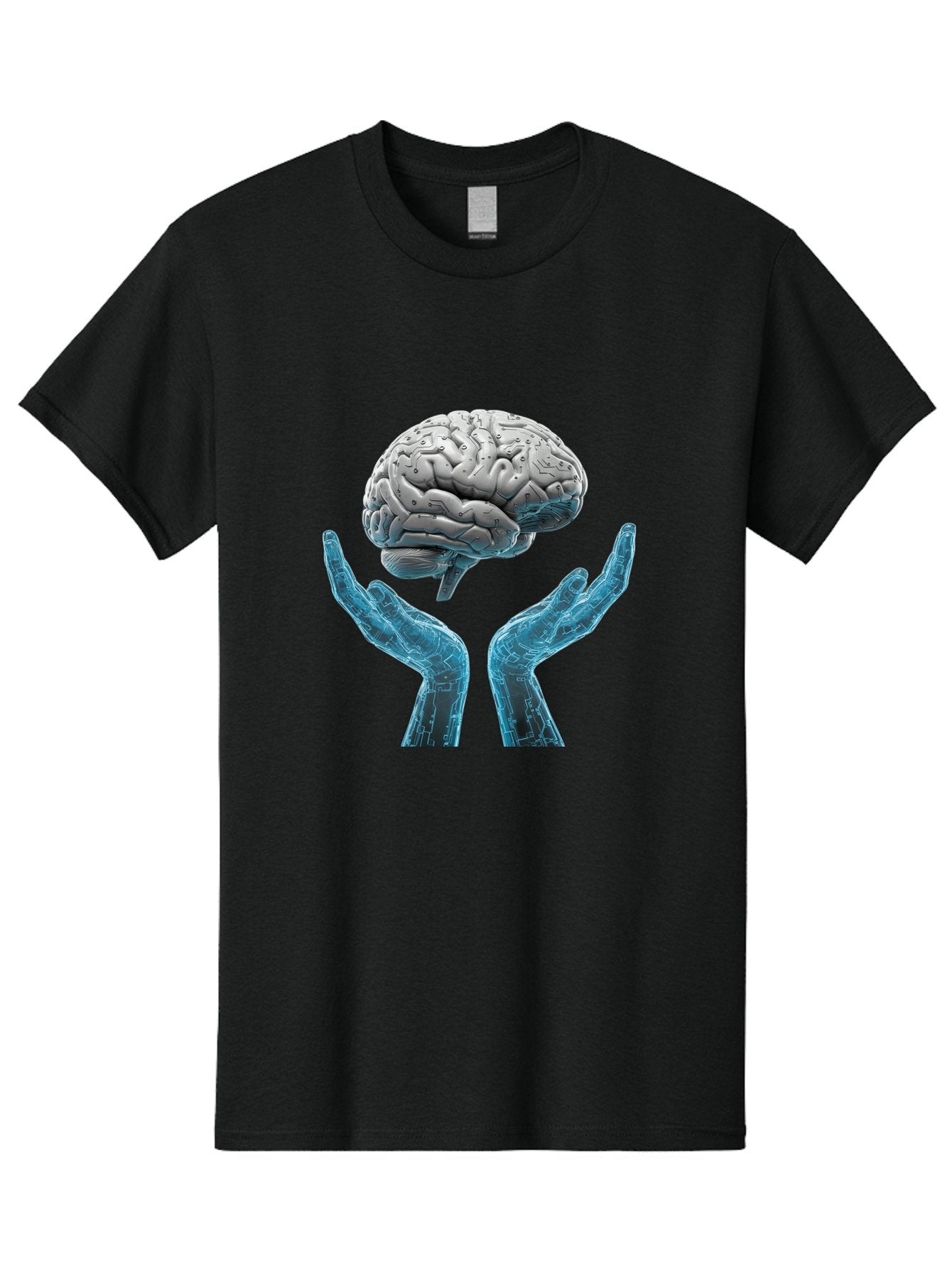 Human-Brain Men'S Graphic Tee, 100% Cotton, Comfortable Casual Summer Wear, Machine Washable, Robotic Hands, Human Brain, Futuristic Technology, Artificial Intelligence, Neural Networks, Cognitive Abilities, Advanced Robotics, Bae048 14