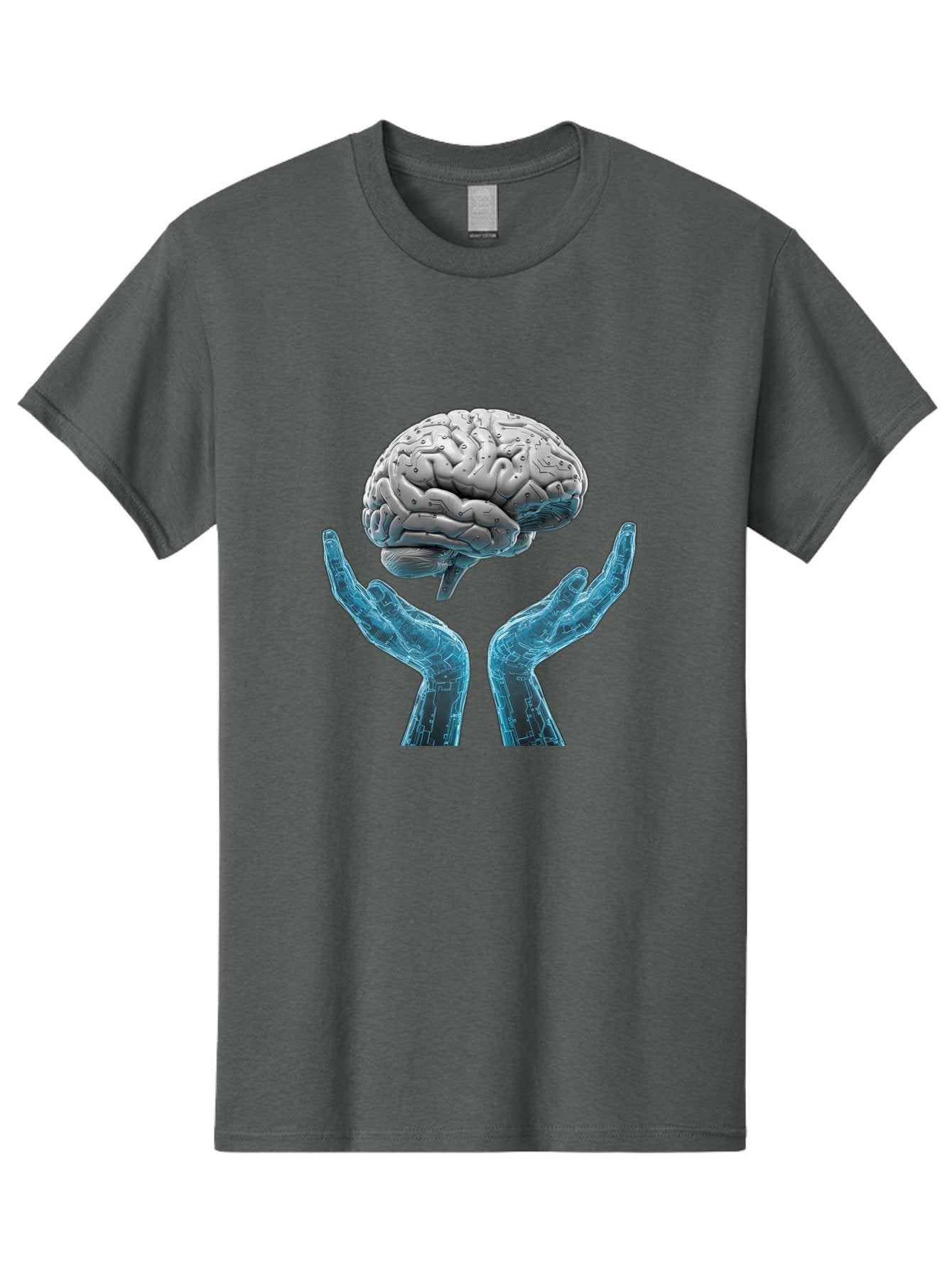 Human-Brain Men'S Graphic Tee, 100% Cotton, Comfortable Casual Summer Wear, Machine Washable, Robotic Hands, Human Brain, Futuristic Technology, Artificial Intelligence, Neural Networks, Cognitive Abilities, Advanced Robotics, Bae048 12