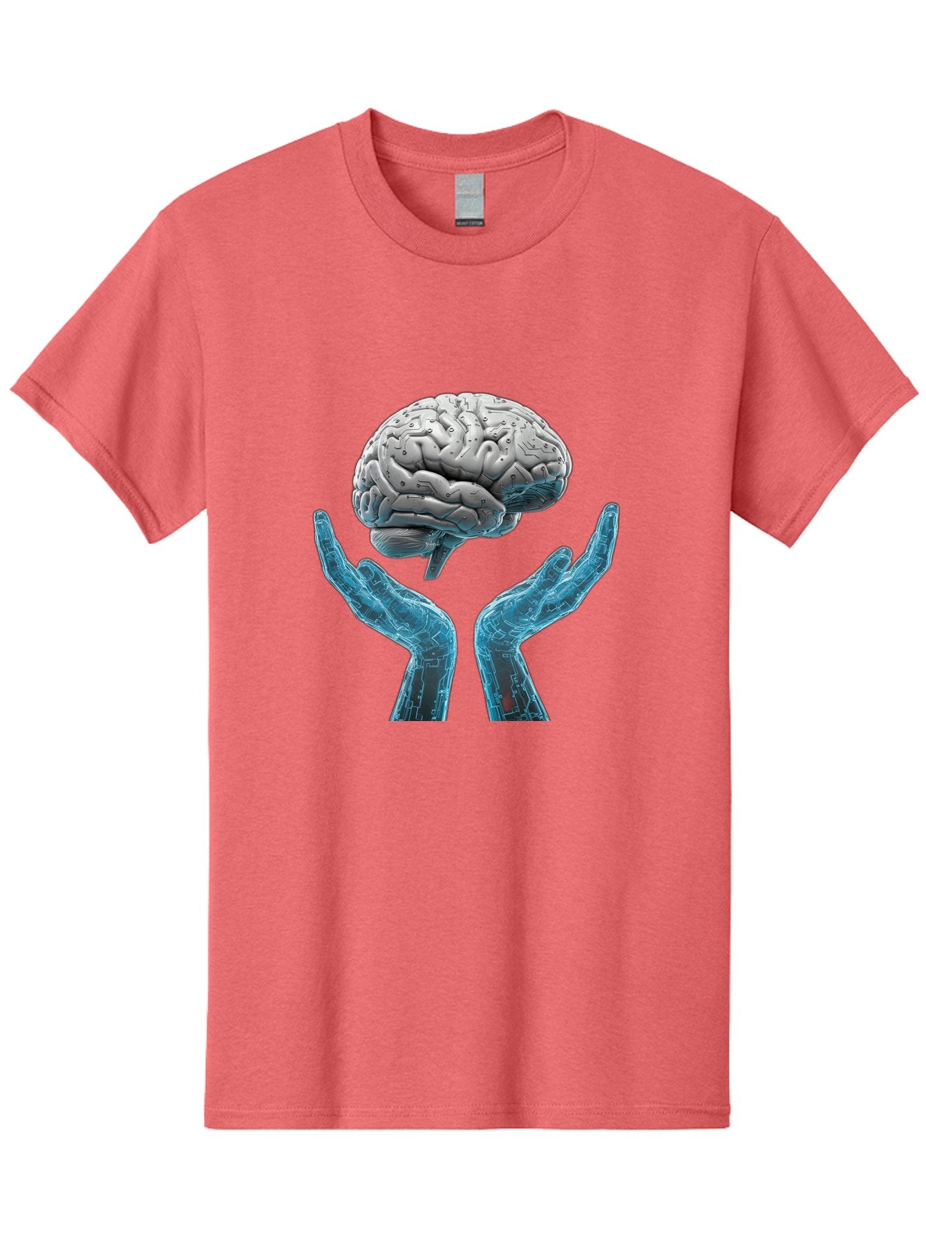 Human-Brain Men'S Graphic Tee, 100% Cotton, Comfortable Casual Summer Wear, Machine Washable, Robotic Hands, Human Brain, Futuristic Technology, Artificial Intelligence, Neural Networks, Cognitive Abilities, Advanced Robotics, Bae048 6