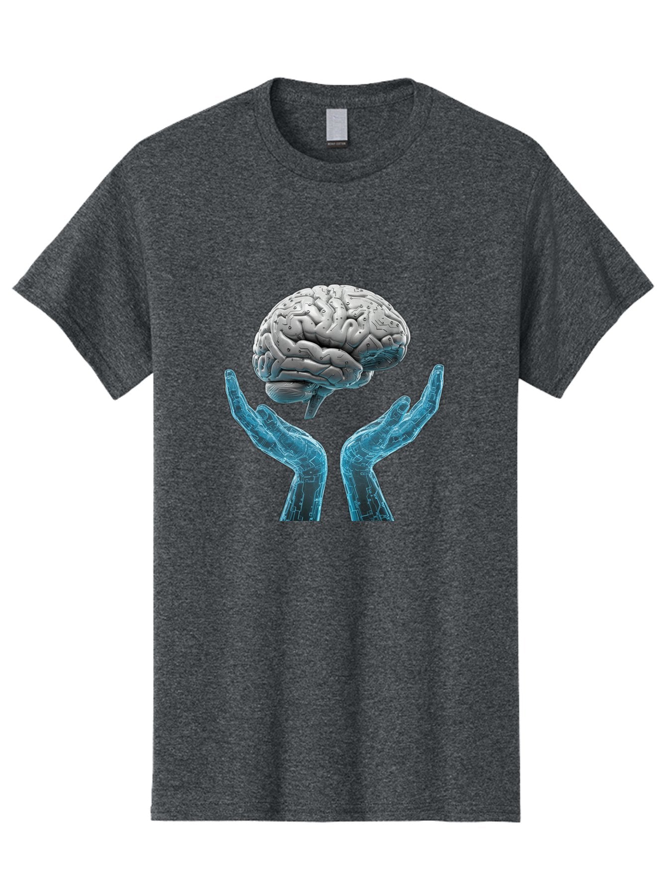 Human-Brain Men'S Graphic Tee, 100% Cotton, Comfortable Casual Summer Wear, Machine Washable, Robotic Hands, Human Brain, Futuristic Technology, Artificial Intelligence, Neural Networks, Cognitive Abilities, Advanced Robotics, Bae048 8