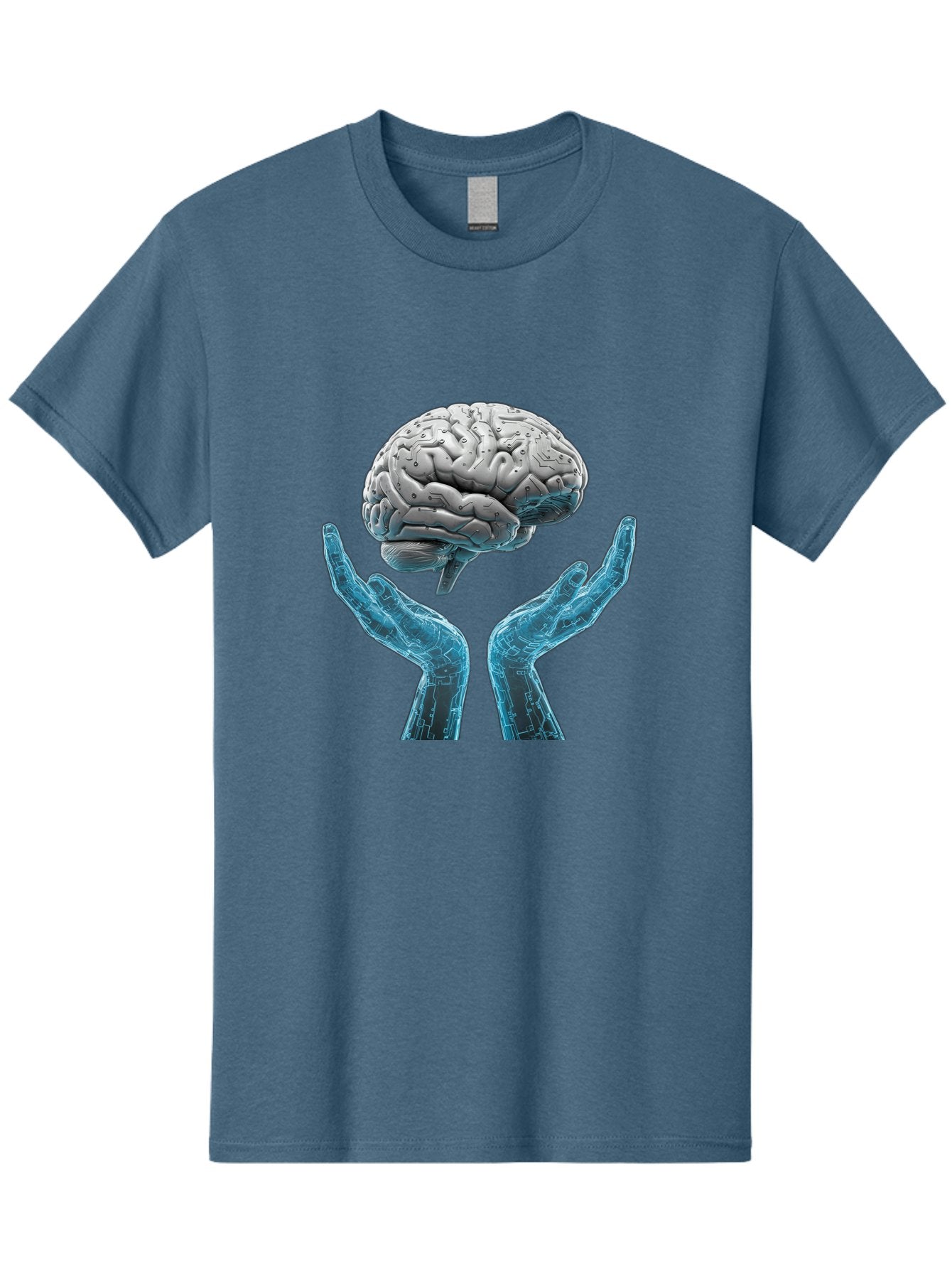 Human-Brain Men'S Graphic Tee, 100% Cotton, Comfortable Casual Summer Wear, Machine Washable, Robotic Hands, Human Brain, Futuristic Technology, Artificial Intelligence, Neural Networks, Cognitive Abilities, Advanced Robotics, Bae048 10