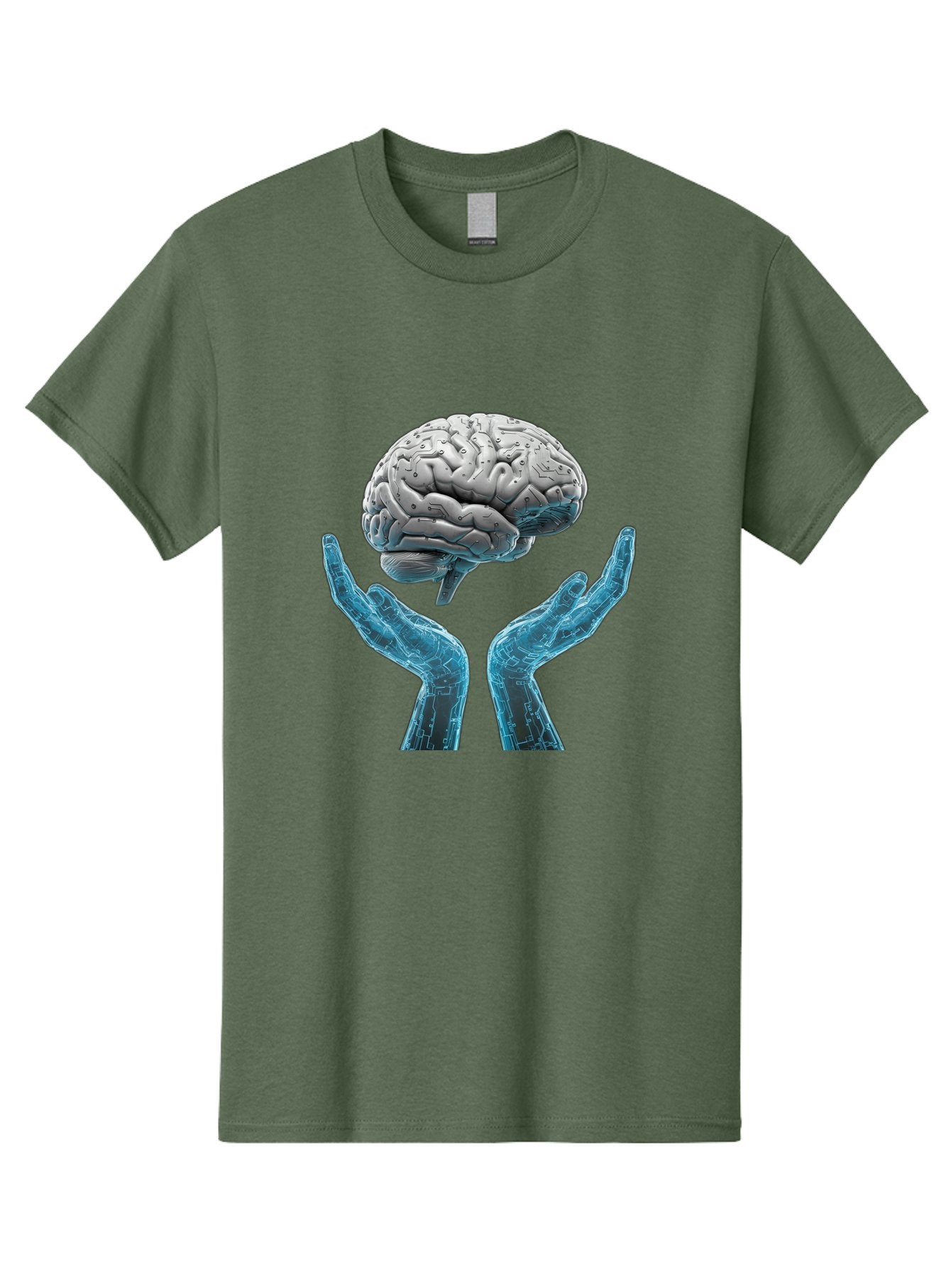 Human-Brain Men'S Graphic Tee, 100% Cotton, Comfortable Casual Summer Wear, Machine Washable, Robotic Hands, Human Brain, Futuristic Technology, Artificial Intelligence, Neural Networks, Cognitive Abilities, Advanced Robotics, Bae048 7