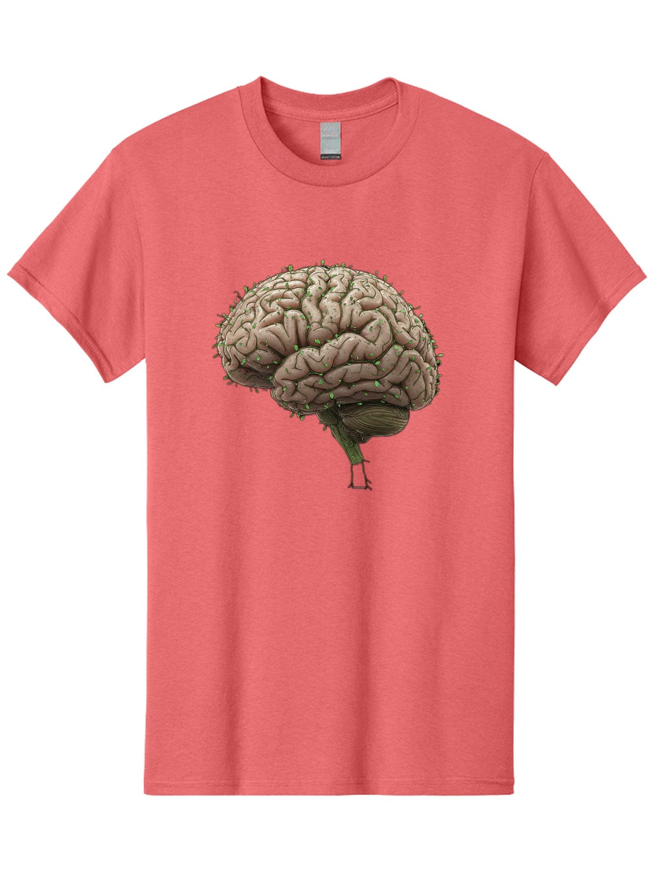 Infected-Brain Men'S Graphic Tee, 100% Cotton, Comfortable Casual Summer Wear, Machine Washable, Human Brain, Bacterial Infection, Neurological Disorder, Cognitive Impairment, Neurodegenerative Disease, Brain Health, Neuroscience, Bae049 14