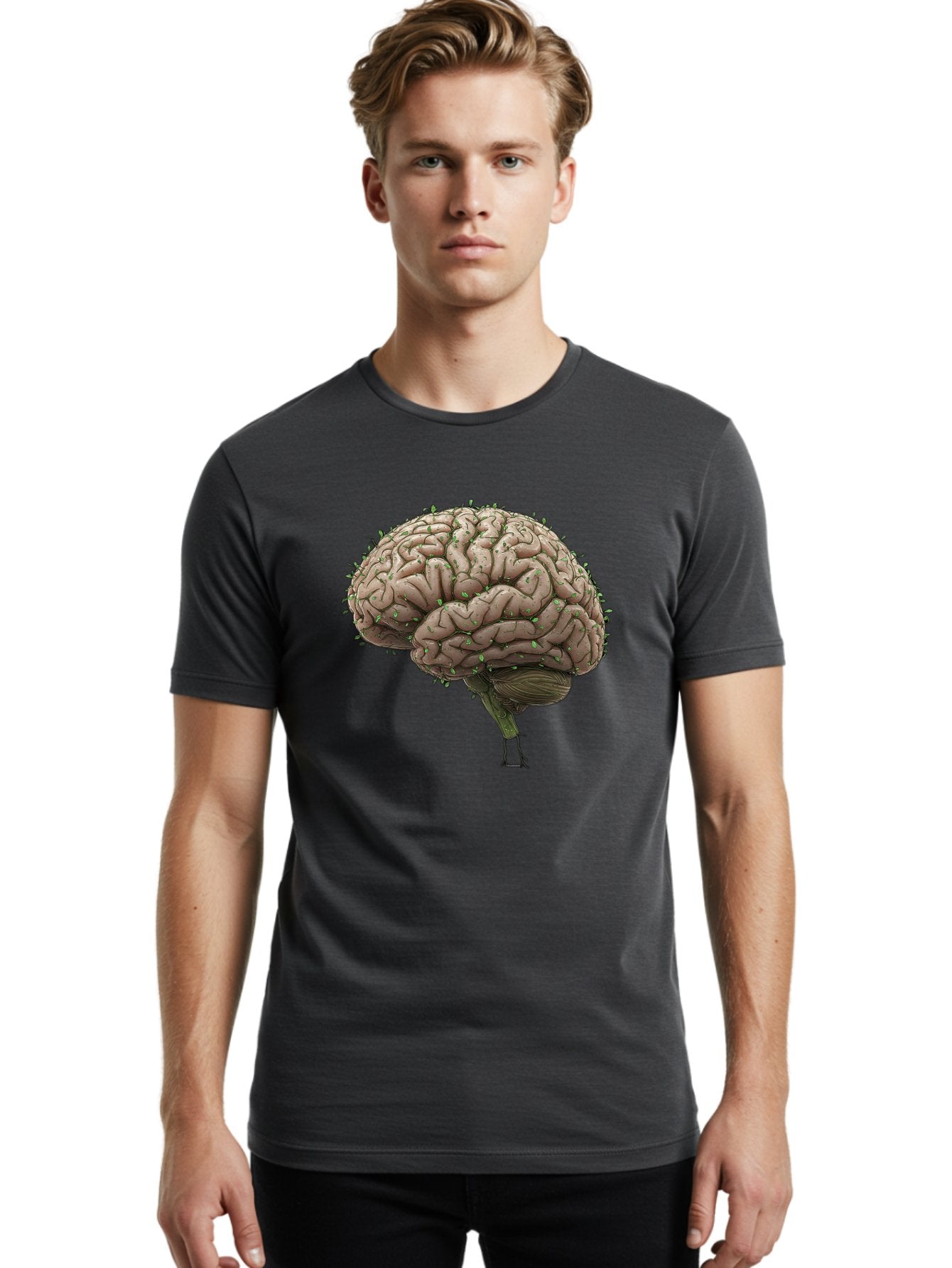 Infected-Brain Men'S Graphic Tee, 100% Cotton, Comfortable Casual Summer Wear, Machine Washable, Human Brain, Bacterial Infection, Neurological Disorder, Cognitive Impairment, Neurodegenerative Disease, Brain Health, Neuroscience, Bae049 17