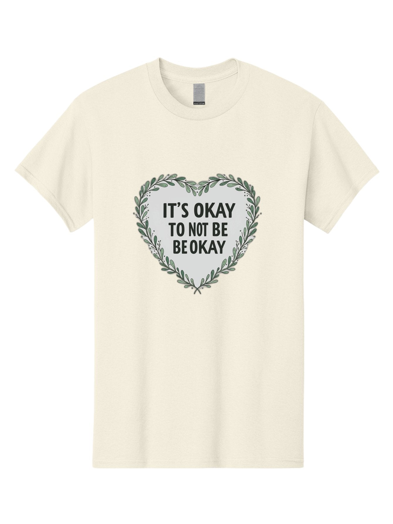 It-S-Okay-To-Not-Be-Okay-2 Men'S Graphic Tee, 100% Cotton, Comfortable Casual Summer Wear, Machine Washable, Mental Health Awareness, Inspirational Quotes, Heart Shape, Floral Wreath, Motivational Messages, Self Care, Emotional Support, Bae051 8