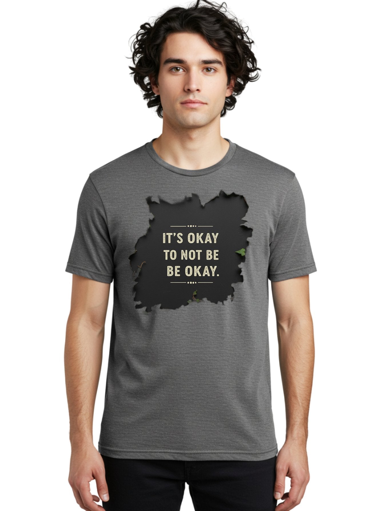 It-S-Okay-To-Not-Be-Okay-5 Men'S Graphic Tee, 100% Cotton, Comfortable Casual Summer Wear, Machine Washable, Mental Health Awareness, Inspirational Quote, Emotional Support, Self Care, Positive Affirmation, Motivational Message, Bae054 25