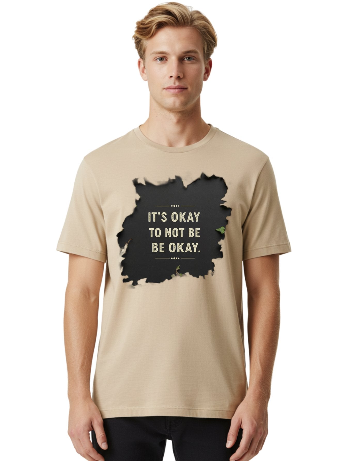 It-S-Okay-To-Not-Be-Okay-5 Men'S Graphic Tee, 100% Cotton, Comfortable Casual Summer Wear, Machine Washable, Mental Health Awareness, Inspirational Quote, Emotional Support, Self Care, Positive Affirmation, Motivational Message, Bae054 24