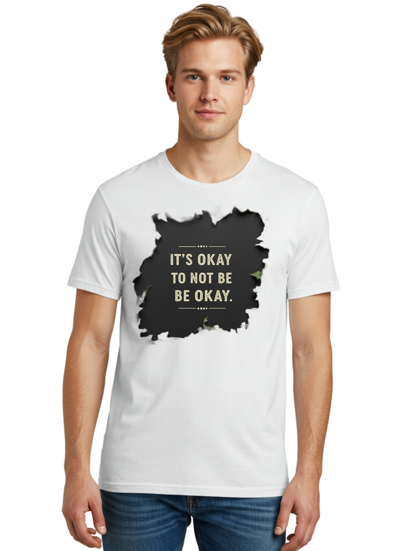 It-S-Okay-To-Not-Be-Okay-5 Men'S Graphic Tee, 100% Cotton, Comfortable Casual Summer Wear, Machine Washable, Mental Health Awareness, Inspirational Quote, Emotional Support, Self Care, Positive Affirmation, Motivational Message, Bae054 20