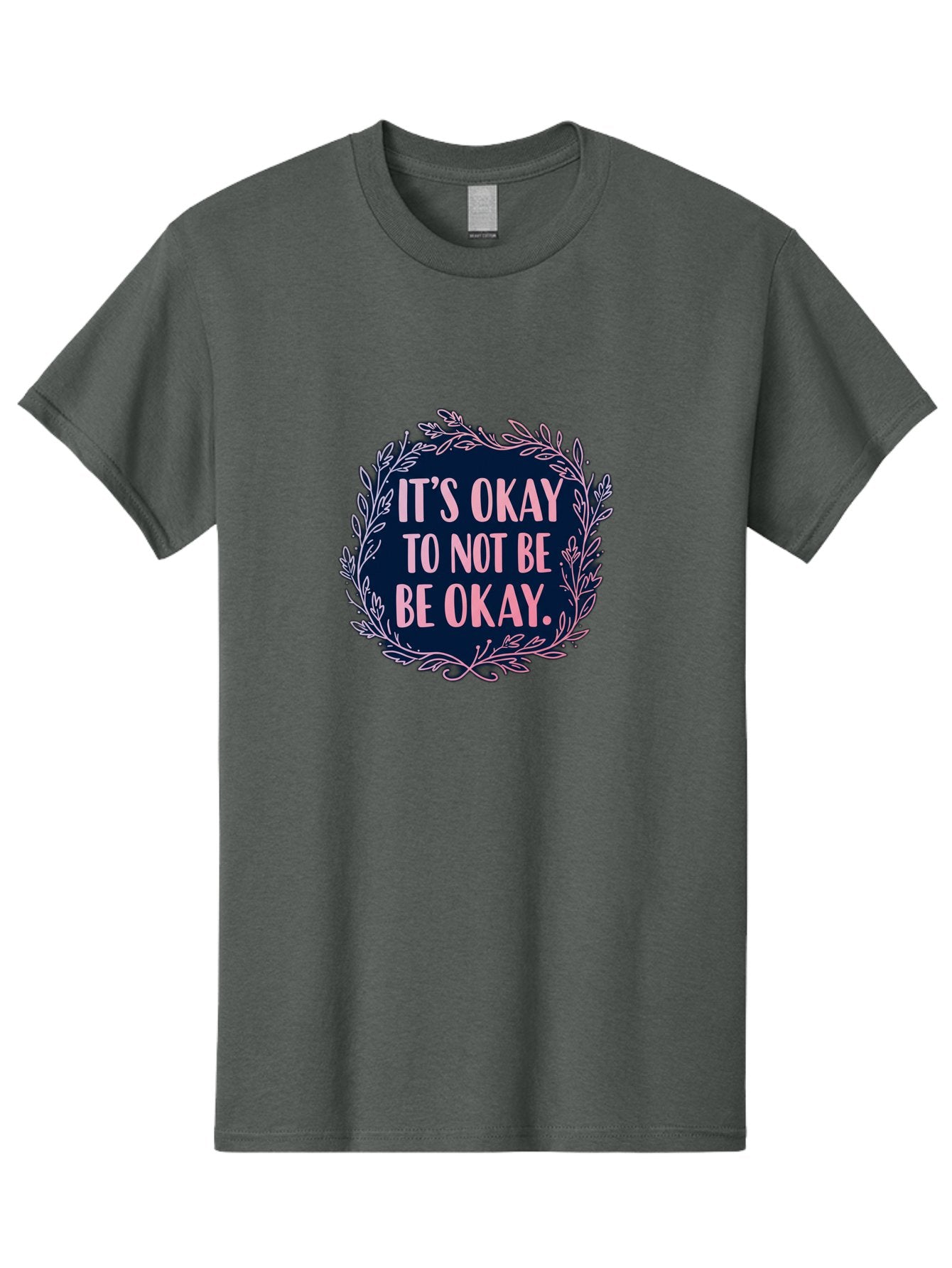 It-S-Okay-To-Not-Be-Okay Men'S Graphic Tee, 100% Cotton, Comfortable Casual Summer Wear, Machine Washable, Mental Health Awareness, Motivational Quote, Self Care, Positive Affirmation, Emotional Wellness, Inspirational Message, Pink Font, Bae055 8