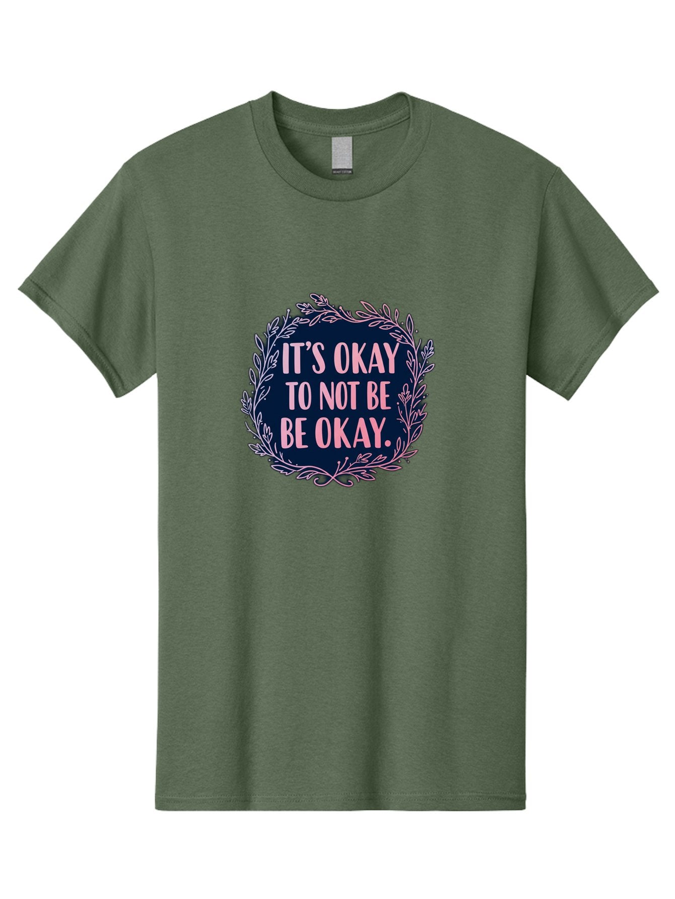 It-S-Okay-To-Not-Be-Okay Men'S Graphic Tee, 100% Cotton, Comfortable Casual Summer Wear, Machine Washable, Mental Health Awareness, Motivational Quote, Self Care, Positive Affirmation, Emotional Wellness, Inspirational Message, Pink Font, Bae055 6