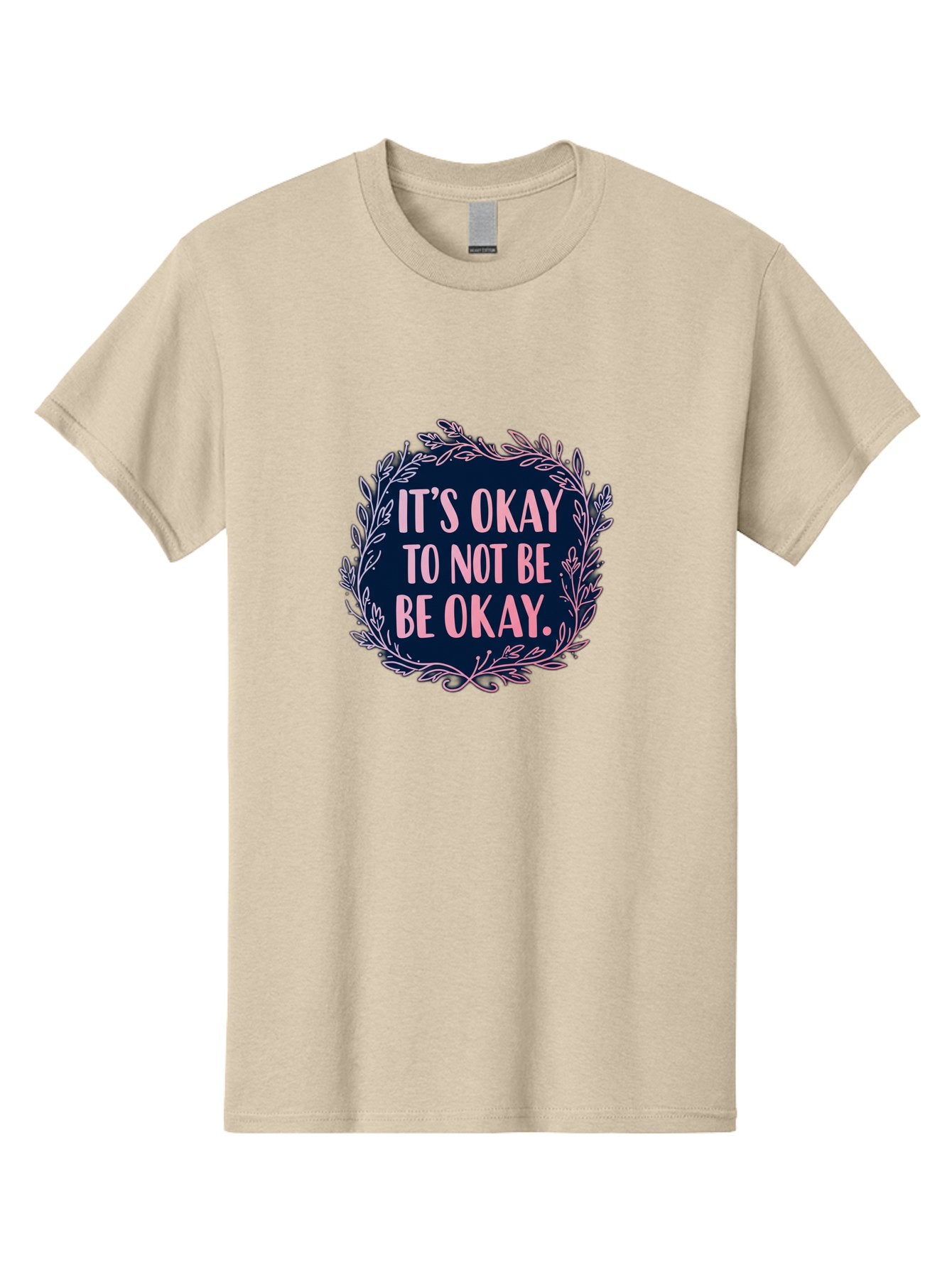 It-S-Okay-To-Not-Be-Okay Men'S Graphic Tee, 100% Cotton, Comfortable Casual Summer Wear, Machine Washable, Mental Health Awareness, Motivational Quote, Self Care, Positive Affirmation, Emotional Wellness, Inspirational Message, Pink Font, Bae055 9