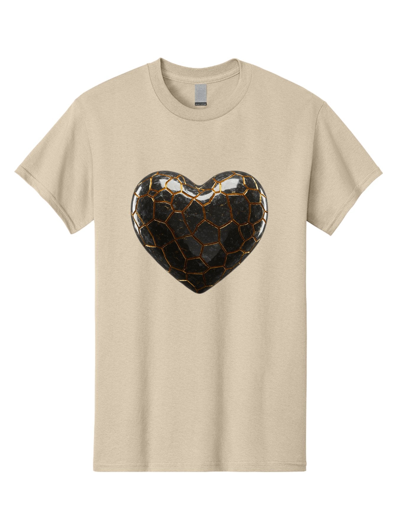Kintsugi-Heart-1 Men'S Graphic Tee, 100% Cotton, Comfortable Casual Summer Wear, Machine Washable, Kintsugi Art, Heart Shape, Black Pottery, Gold Cracks, Broken Heart, Japanese Craftsmanship, Wabi-Sabi Aesthetic, Ceramics, Repair, Restoration, Bae056 10