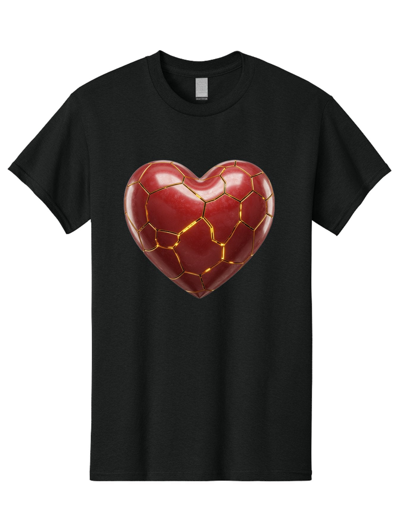 Kintsugi-Heart-2 Men'S Graphic Tee, 100% Cotton, Comfortable Casual Summer Wear, Machine Washable, Kintsugi Heart, Broken Heart, Golden Repair, Red Heart, Japanese Art, Emotional Healing, Symbolic Art, Unique Design, Heart Shape Bae057 13
