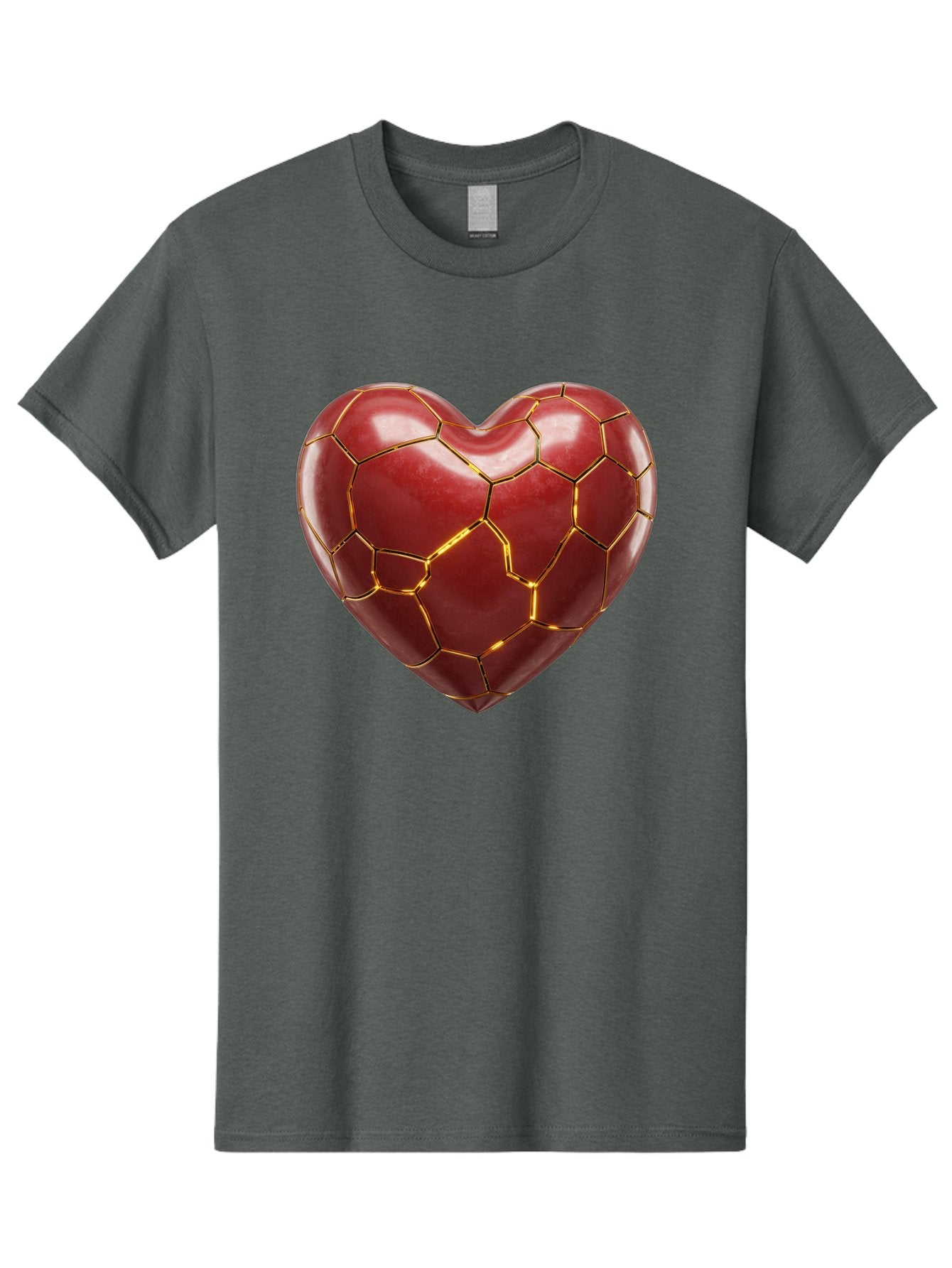 Kintsugi-Heart-2 Men'S Graphic Tee, 100% Cotton, Comfortable Casual Summer Wear, Machine Washable, Kintsugi Heart, Broken Heart, Golden Repair, Red Heart, Japanese Art, Emotional Healing, Symbolic Art, Unique Design, Heart Shape Bae057 11