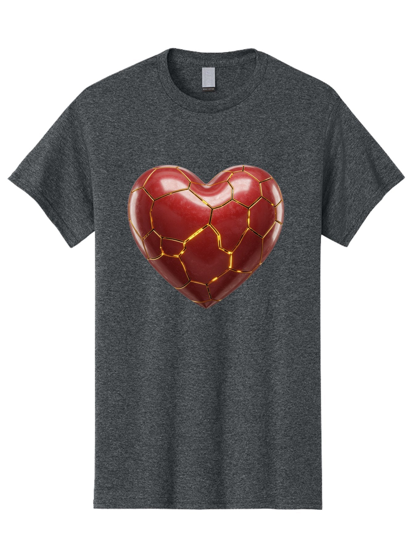 Kintsugi-Heart-2 Men'S Graphic Tee, 100% Cotton, Comfortable Casual Summer Wear, Machine Washable, Kintsugi Heart, Broken Heart, Golden Repair, Red Heart, Japanese Art, Emotional Healing, Symbolic Art, Unique Design, Heart Shape Bae057 3