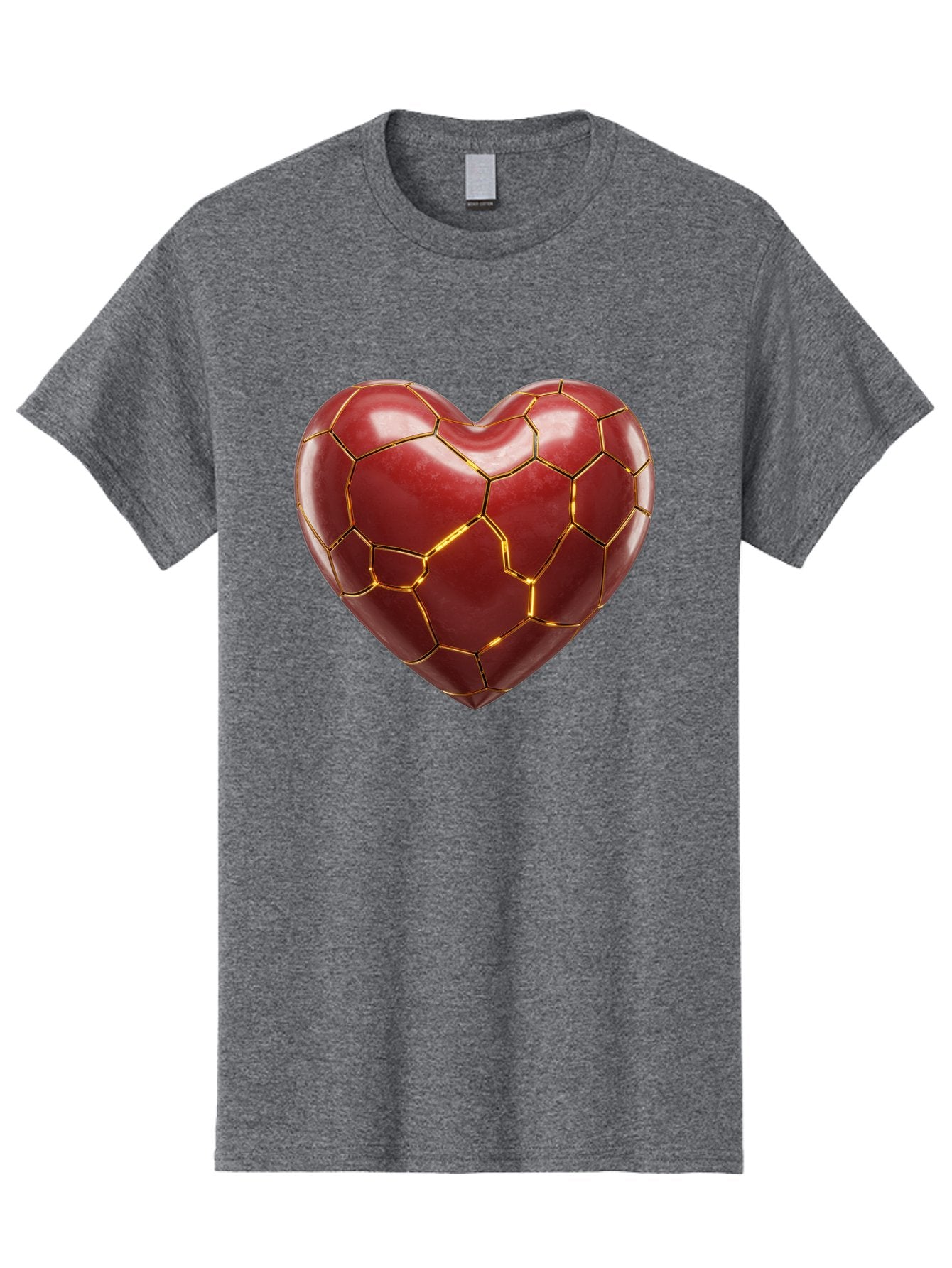 Kintsugi-Heart-2 Men'S Graphic Tee, 100% Cotton, Comfortable Casual Summer Wear, Machine Washable, Kintsugi Heart, Broken Heart, Golden Repair, Red Heart, Japanese Art, Emotional Healing, Symbolic Art, Unique Design, Heart Shape Bae057 15