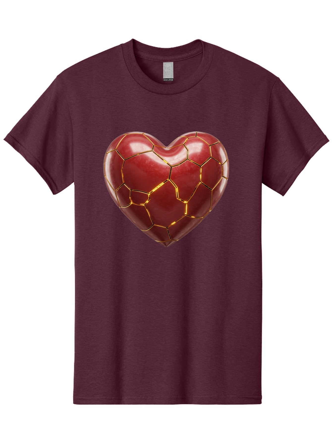 Kintsugi-Heart-2 Men'S Graphic Tee, 100% Cotton, Comfortable Casual Summer Wear, Machine Washable, Kintsugi Heart, Broken Heart, Golden Repair, Red Heart, Japanese Art, Emotional Healing, Symbolic Art, Unique Design, Heart Shape Bae057 6