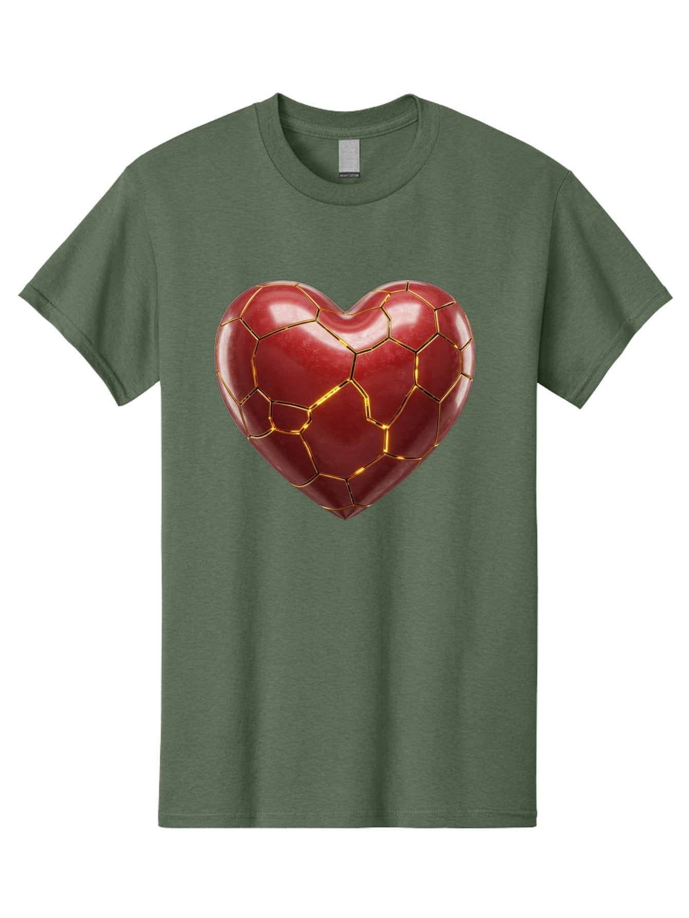 Kintsugi-Heart-2 Men'S Graphic Tee, 100% Cotton, Comfortable Casual Summer Wear, Machine Washable, Kintsugi Heart, Broken Heart, Golden Repair, Red Heart, Japanese Art, Emotional Healing, Symbolic Art, Unique Design, Heart Shape Bae057 8