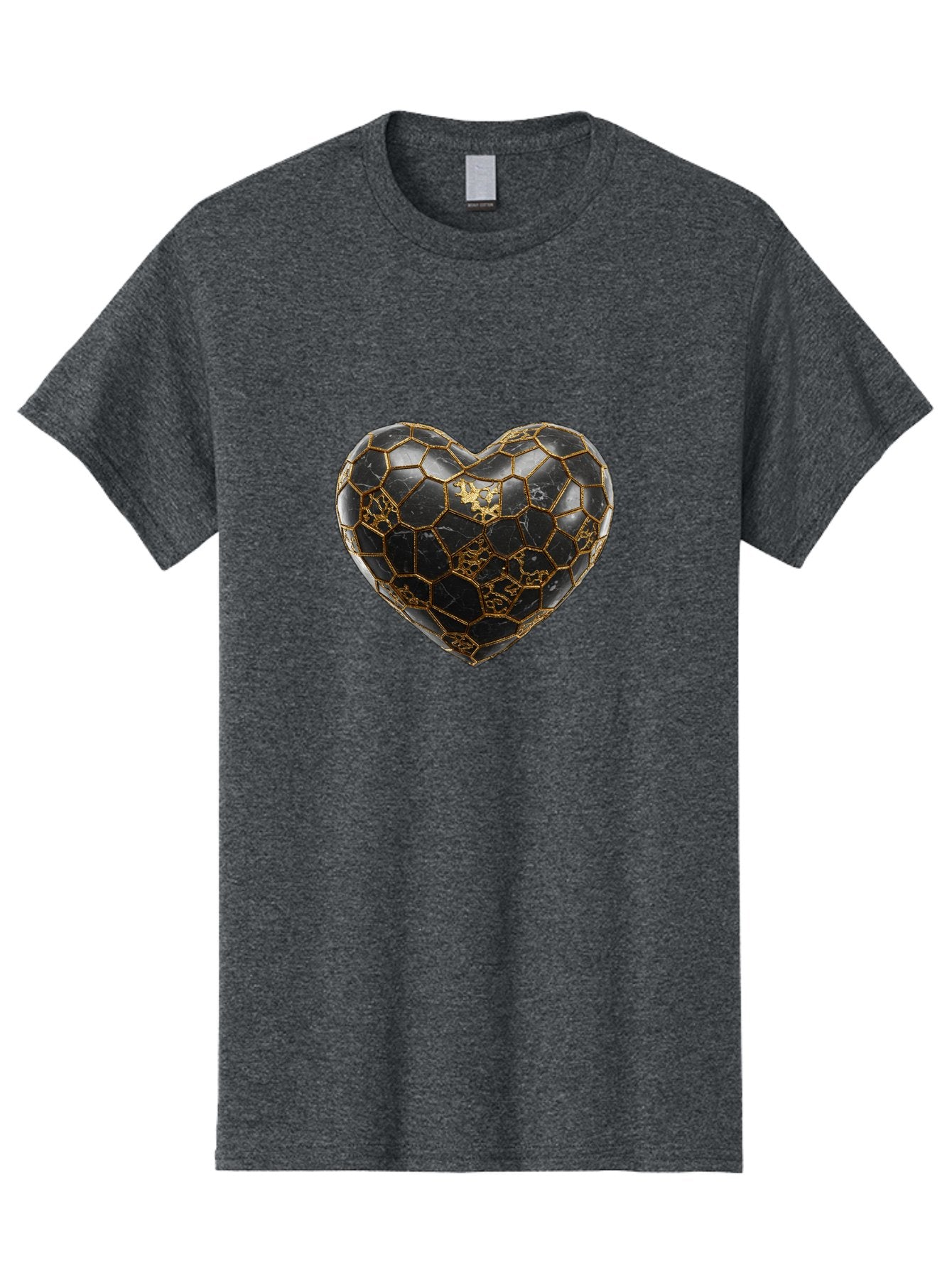 Kintsugi-Heart-4 Men'S Graphic Tee, 100% Cotton, Comfortable Casual Summer Wear, Machine Washable, Kintsugi Heart, Broken Heart, Golden Repair, Black Ceramic, Mended Love, Imperfect Beauty, Artisanal Craftsmanship, Unique Design, Bae059