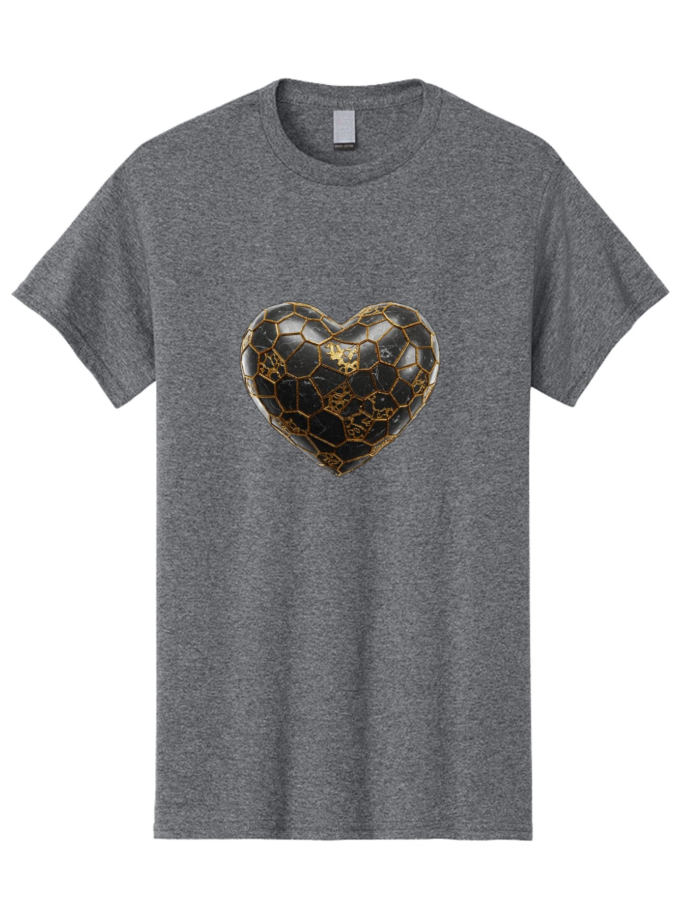Kintsugi-Heart-4 Men'S Graphic Tee, 100% Cotton, Comfortable Casual Summer Wear, Machine Washable, Kintsugi Heart, Broken Heart, Golden Repair, Black Ceramic, Mended Love, Imperfect Beauty, Artisanal Craftsmanship, Unique Design, Bae059 3