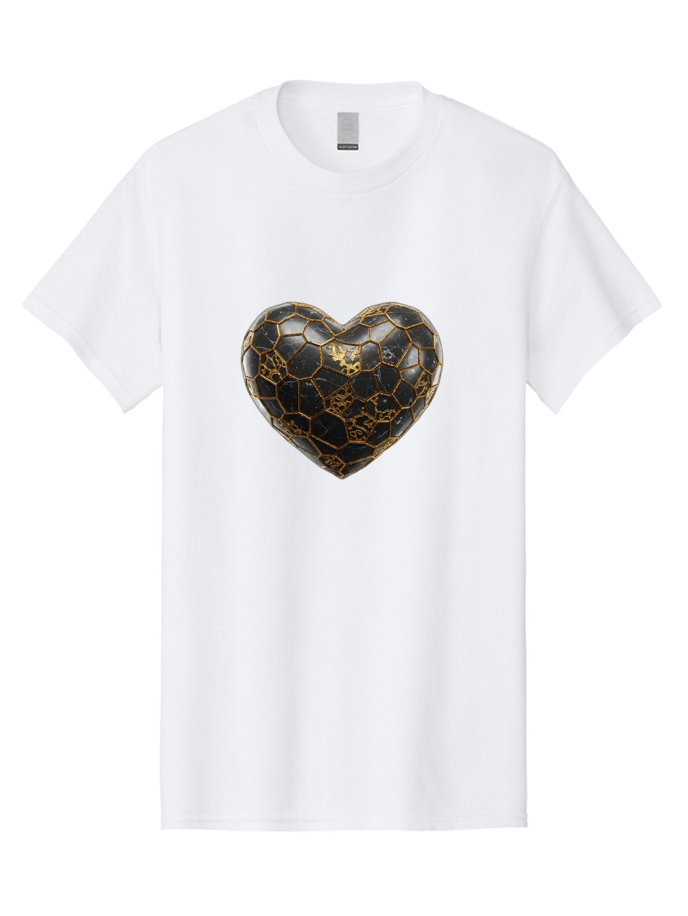 Kintsugi-Heart-4 Men'S Graphic Tee, 100% Cotton, Comfortable Casual Summer Wear, Machine Washable, Kintsugi Heart, Broken Heart, Golden Repair, Black Ceramic, Mended Love, Imperfect Beauty, Artisanal Craftsmanship, Unique Design, Bae059