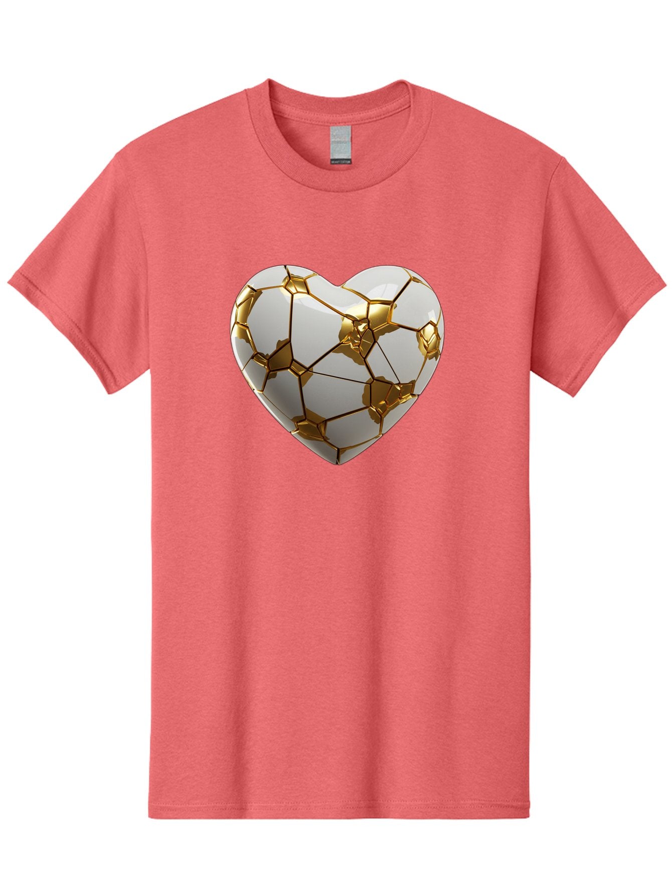 Kintsugi-Heart-6 Men'S Graphic Tee, 100% Cotton, Comfortable Casual Summer Wear, Machine Washable, Kintsugi Heart, Broken Heart, Golden Repair, Pottery Art, Fragile Beauty, Broken And Mended, Wabi-Sabi, Repair Art Bae061 4