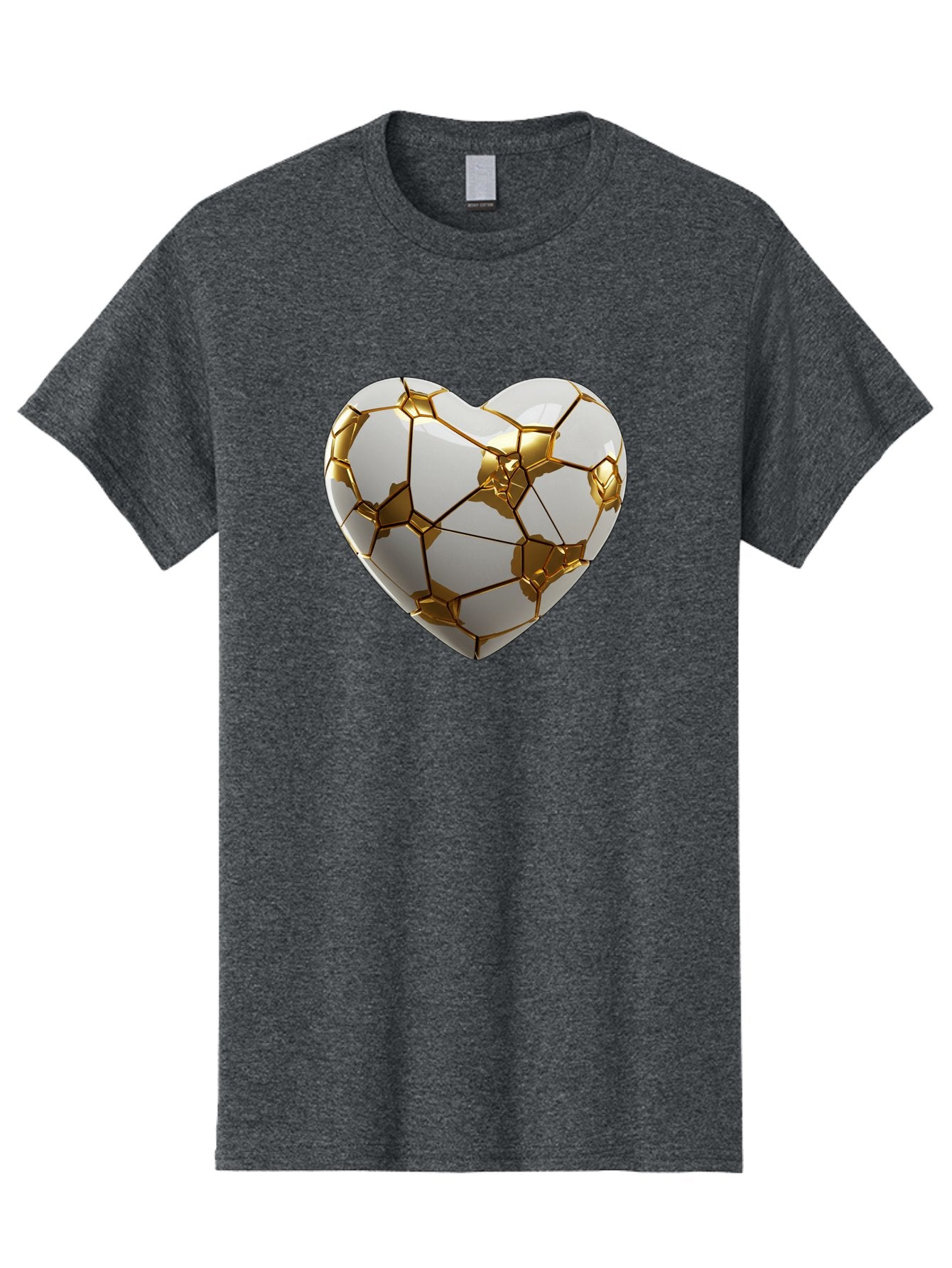 Kintsugi-Heart-6 Men'S Graphic Tee, 100% Cotton, Comfortable Casual Summer Wear, Machine Washable, Kintsugi Heart, Broken Heart, Golden Repair, Pottery Art, Fragile Beauty, Broken And Mended, Wabi-Sabi, Repair Art Bae061 11