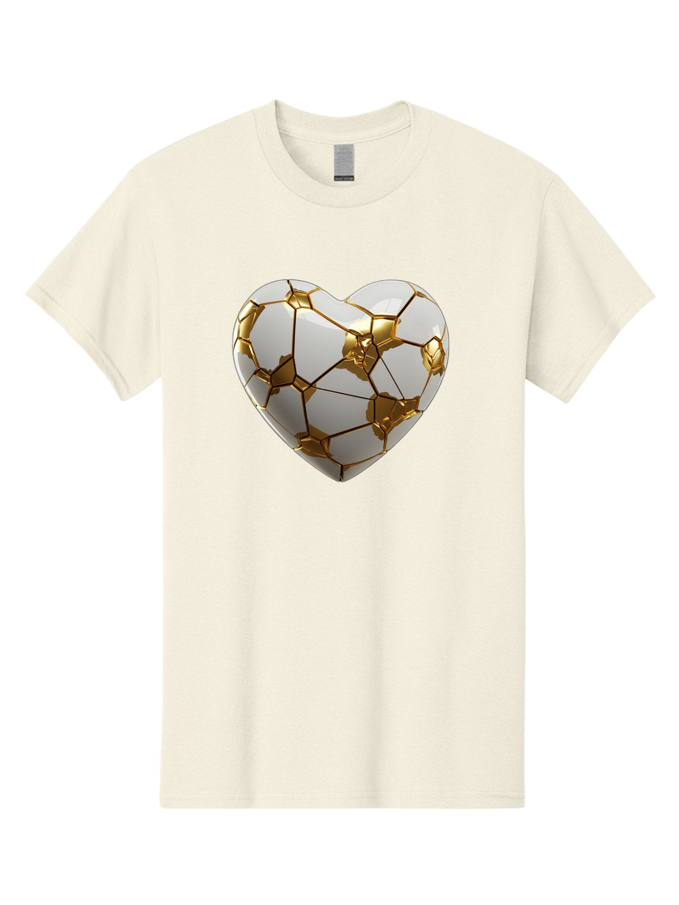 Kintsugi-Heart-6 Men'S Graphic Tee, 100% Cotton, Comfortable Casual Summer Wear, Machine Washable, Kintsugi Heart, Broken Heart, Golden Repair, Pottery Art, Fragile Beauty, Broken And Mended, Wabi-Sabi, Repair Art Bae061 13