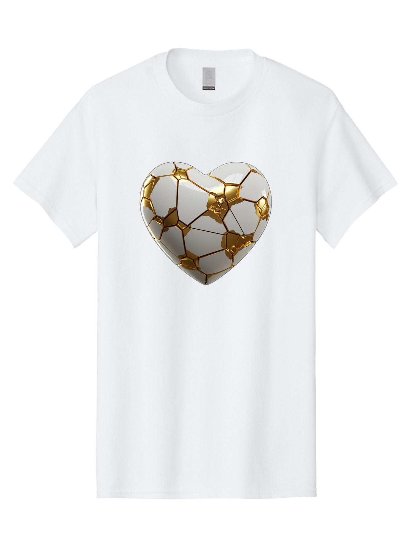 Kintsugi-Heart-6 Men'S Graphic Tee, 100% Cotton, Comfortable Casual Summer Wear, Machine Washable, Kintsugi Heart, Broken Heart, Golden Repair, Pottery Art, Fragile Beauty, Broken And Mended, Wabi-Sabi, Repair Art Bae061 10