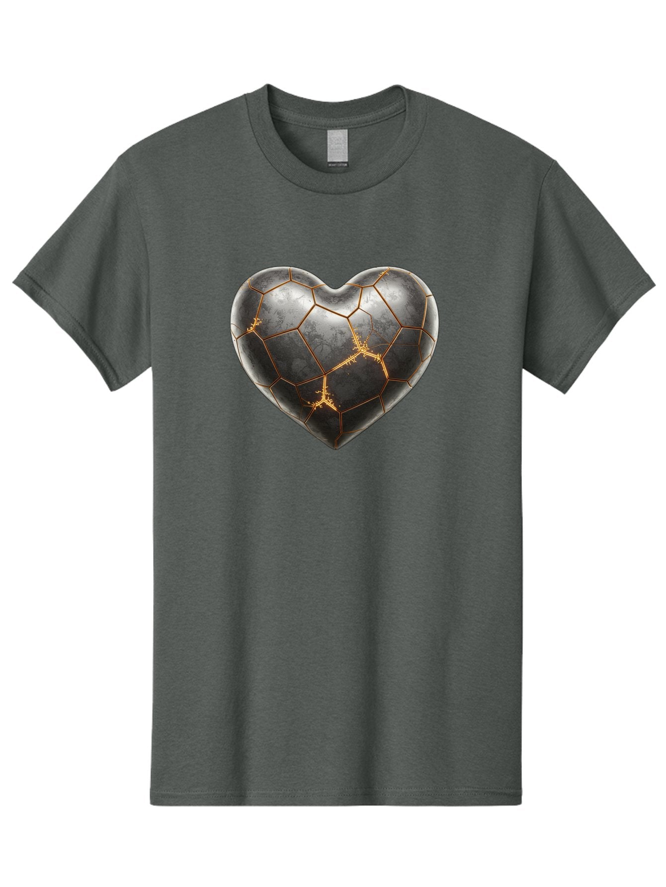 Kintsugi-Heart-7 Men'S Graphic Tee, 100% Cotton, Comfortable Casual Summer Wear, Machine Washable, Heart Shape, Kintsugi Repair, Gold Cracks, Broken Heart, Metal Texture, Abstract Art, Unique Design, Symbolic Representation, Emotional Healing Bae062 8