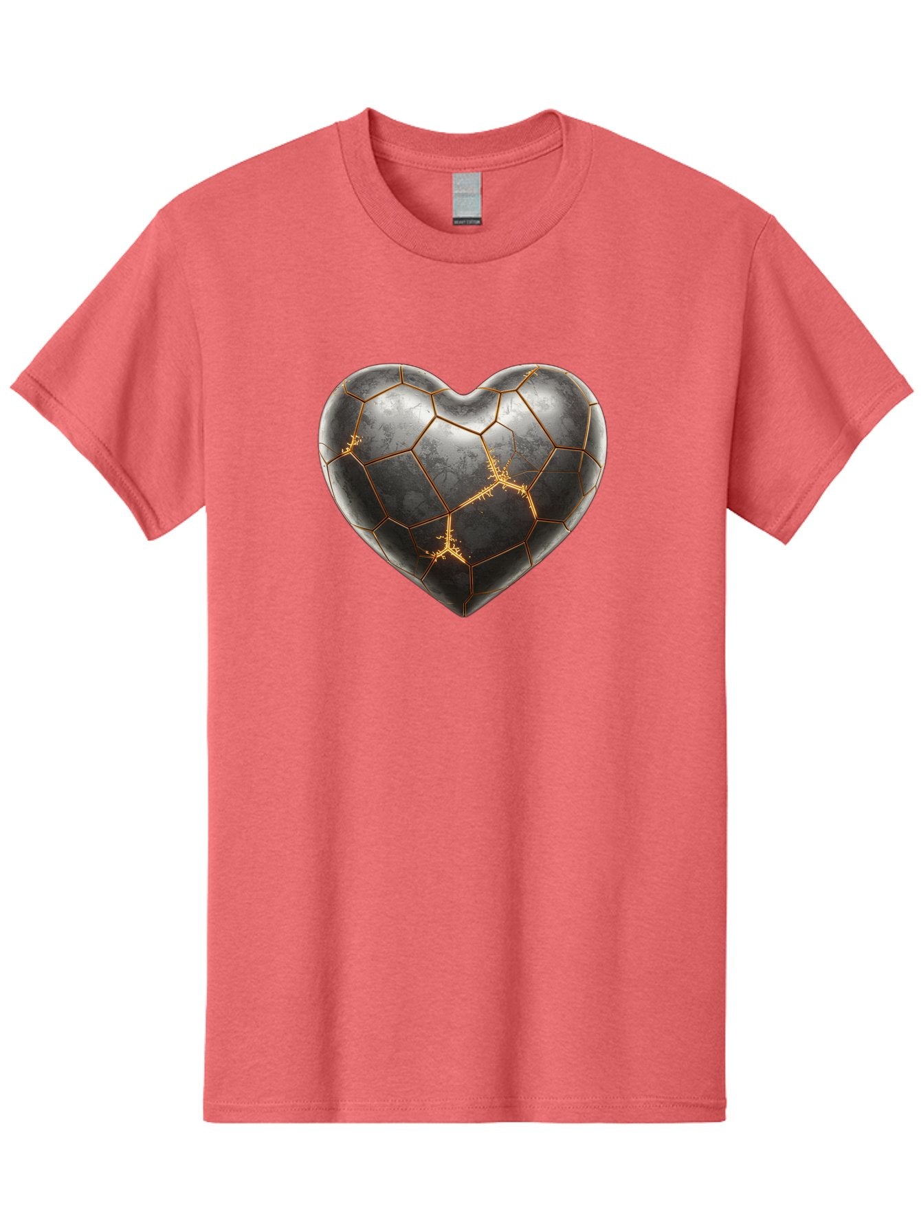 Kintsugi-Heart-7 Men'S Graphic Tee, 100% Cotton, Comfortable Casual Summer Wear, Machine Washable, Heart Shape, Kintsugi Repair, Gold Cracks, Broken Heart, Metal Texture, Abstract Art, Unique Design, Symbolic Representation, Emotional Healing Bae062 14