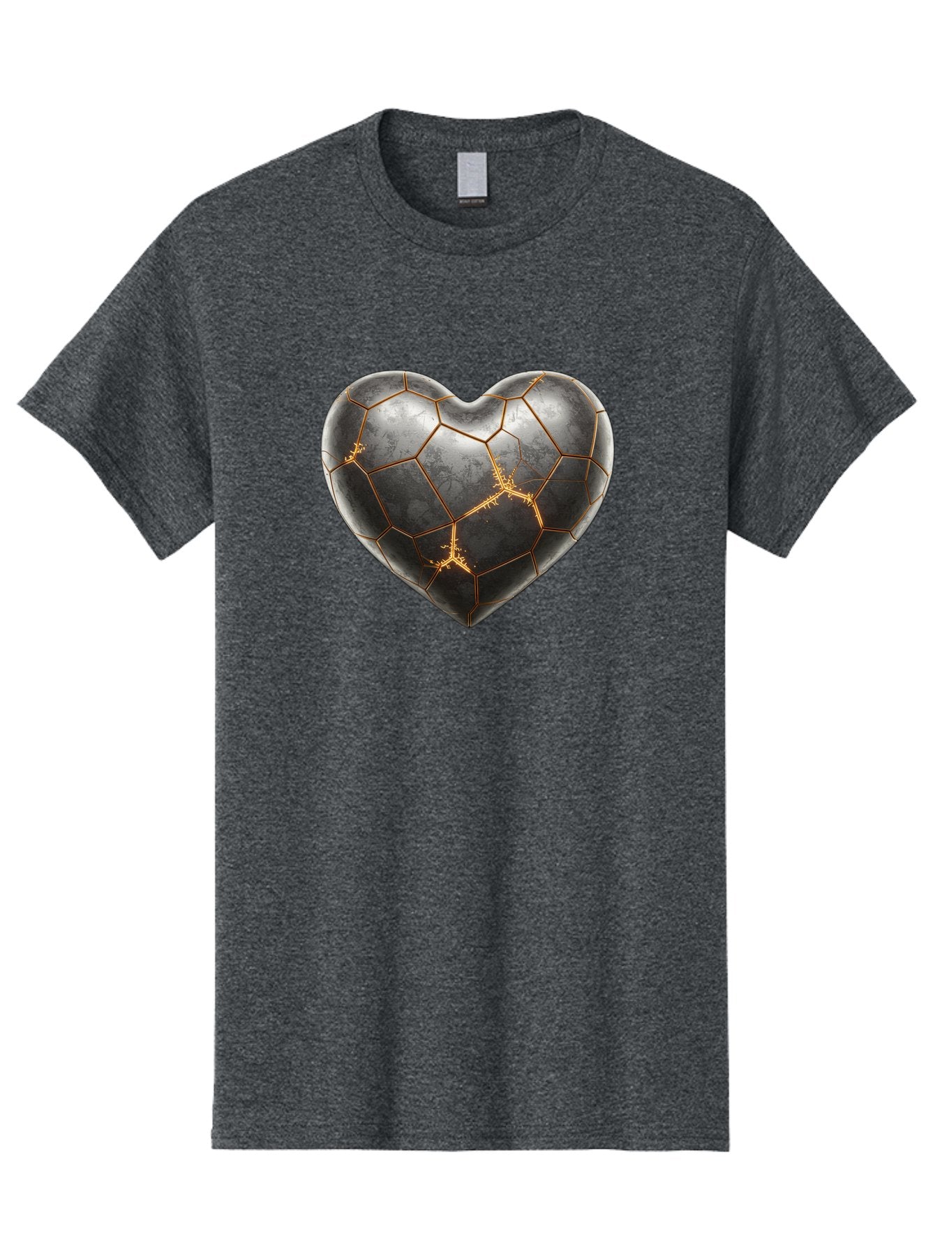 Kintsugi-Heart-7 Men'S Graphic Tee, 100% Cotton, Comfortable Casual Summer Wear, Machine Washable, Heart Shape, Kintsugi Repair, Gold Cracks, Broken Heart, Metal Texture, Abstract Art, Unique Design, Symbolic Representation, Emotional Healing Bae062 13
