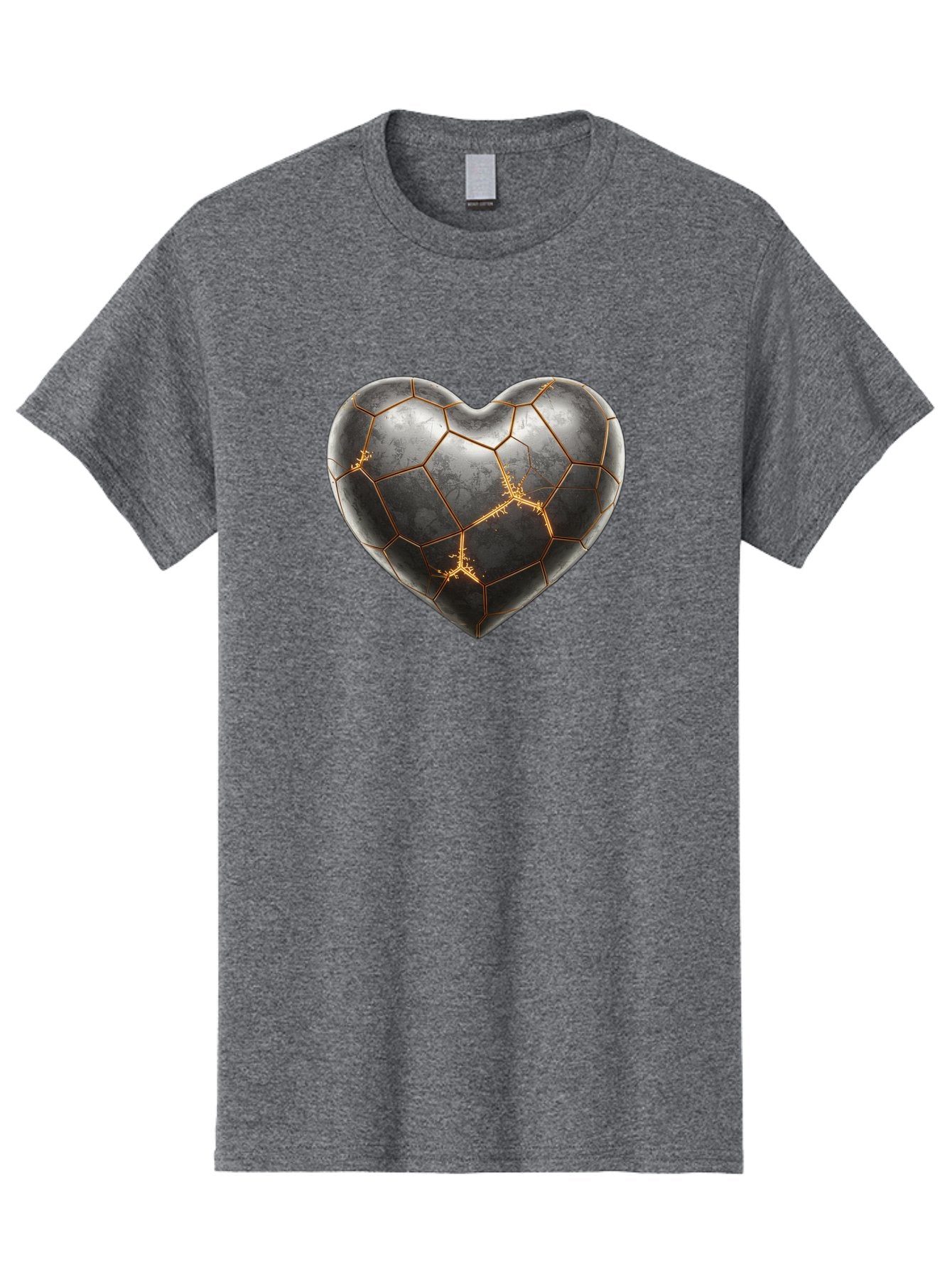 Kintsugi-Heart-7 Men'S Graphic Tee, 100% Cotton, Comfortable Casual Summer Wear, Machine Washable, Heart Shape, Kintsugi Repair, Gold Cracks, Broken Heart, Metal Texture, Abstract Art, Unique Design, Symbolic Representation, Emotional Healing Bae062 6