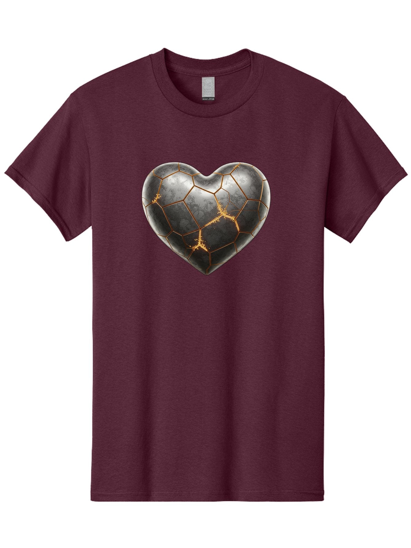 Kintsugi-Heart-7 Men'S Graphic Tee, 100% Cotton, Comfortable Casual Summer Wear, Machine Washable, Heart Shape, Kintsugi Repair, Gold Cracks, Broken Heart, Metal Texture, Abstract Art, Unique Design, Symbolic Representation, Emotional Healing Bae062 5