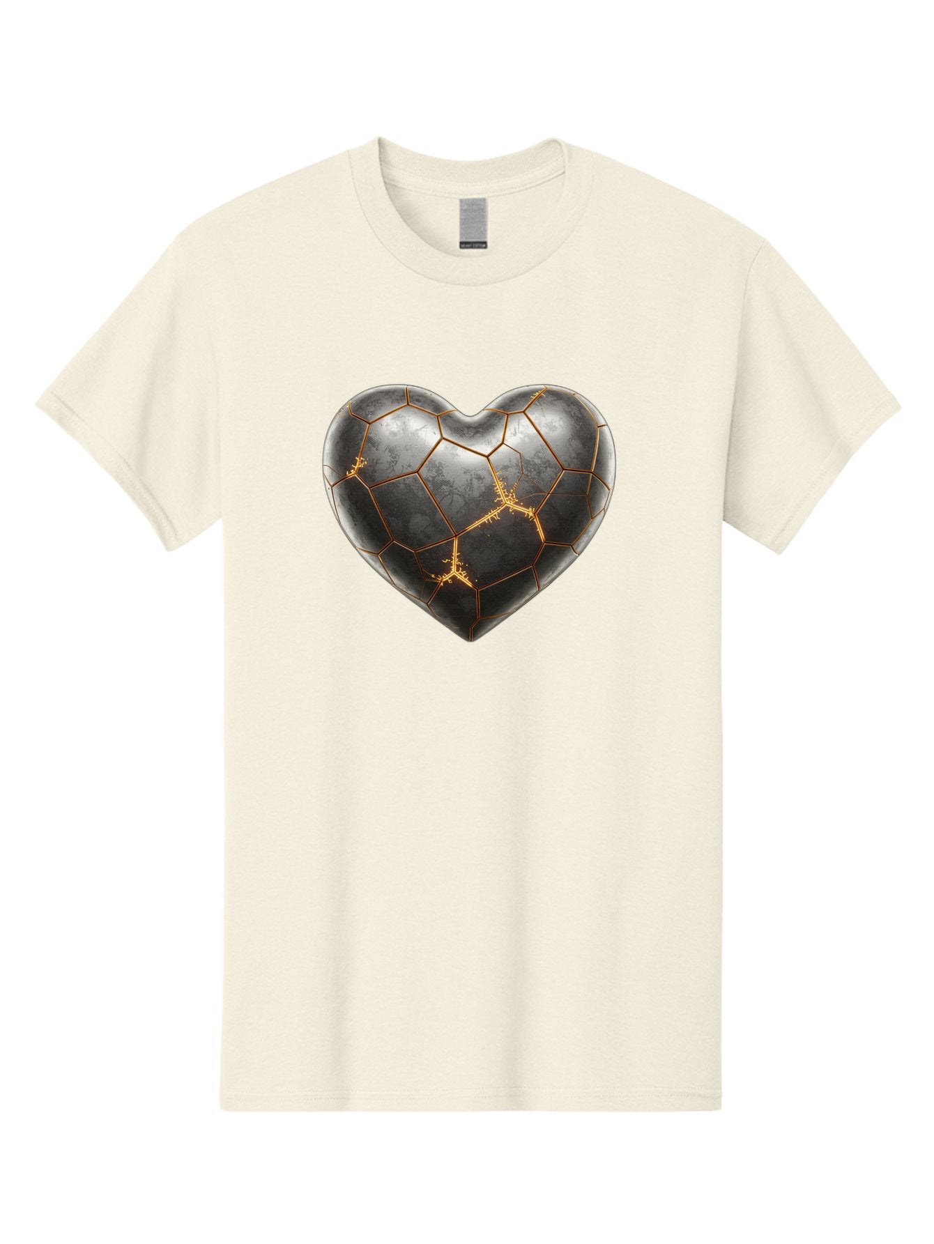Kintsugi-Heart-7 Men'S Graphic Tee, 100% Cotton, Comfortable Casual Summer Wear, Machine Washable, Heart Shape, Kintsugi Repair, Gold Cracks, Broken Heart, Metal Texture, Abstract Art, Unique Design, Symbolic Representation, Emotional Healing Bae062