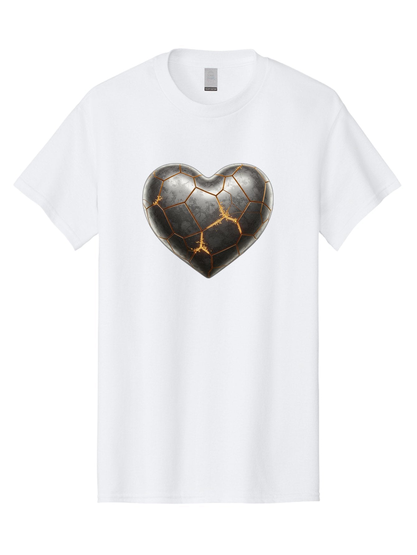 Kintsugi-Heart-7 Men'S Graphic Tee, 100% Cotton, Comfortable Casual Summer Wear, Machine Washable, Heart Shape, Kintsugi Repair, Gold Cracks, Broken Heart, Metal Texture, Abstract Art, Unique Design, Symbolic Representation, Emotional Healing Bae062 11