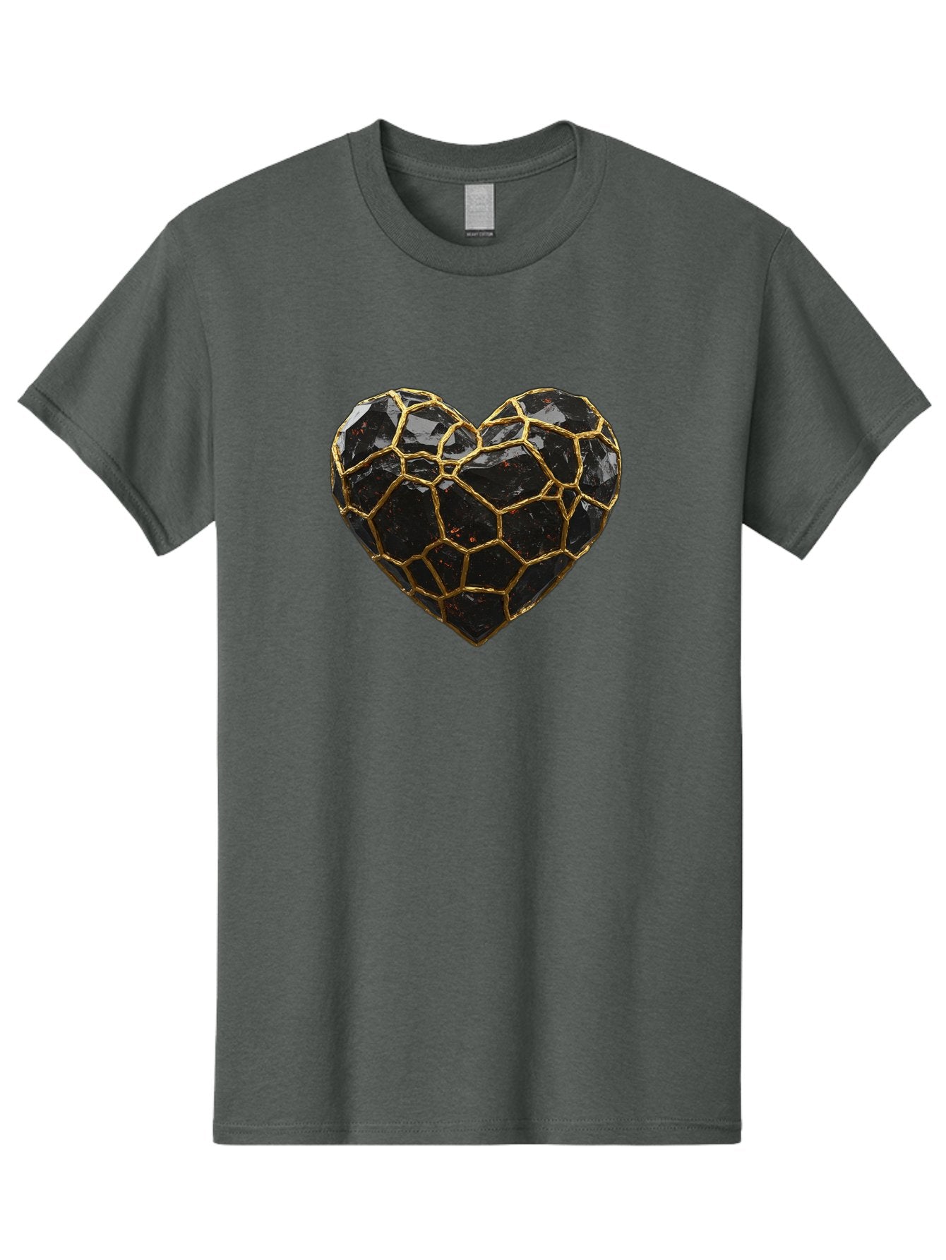 Kintsugi-Heart-8 Men'S Graphic Tee, 100% Cotton, Comfortable Casual Summer Wear, Machine Washable, Kintsugi Art, Broken Heart, Gold Repair, Cracked Gemstone, Luxury Jewelry, Unique Decoration, Symbolic Heart, Repaired Heart, Precious Stone, Bae063 6