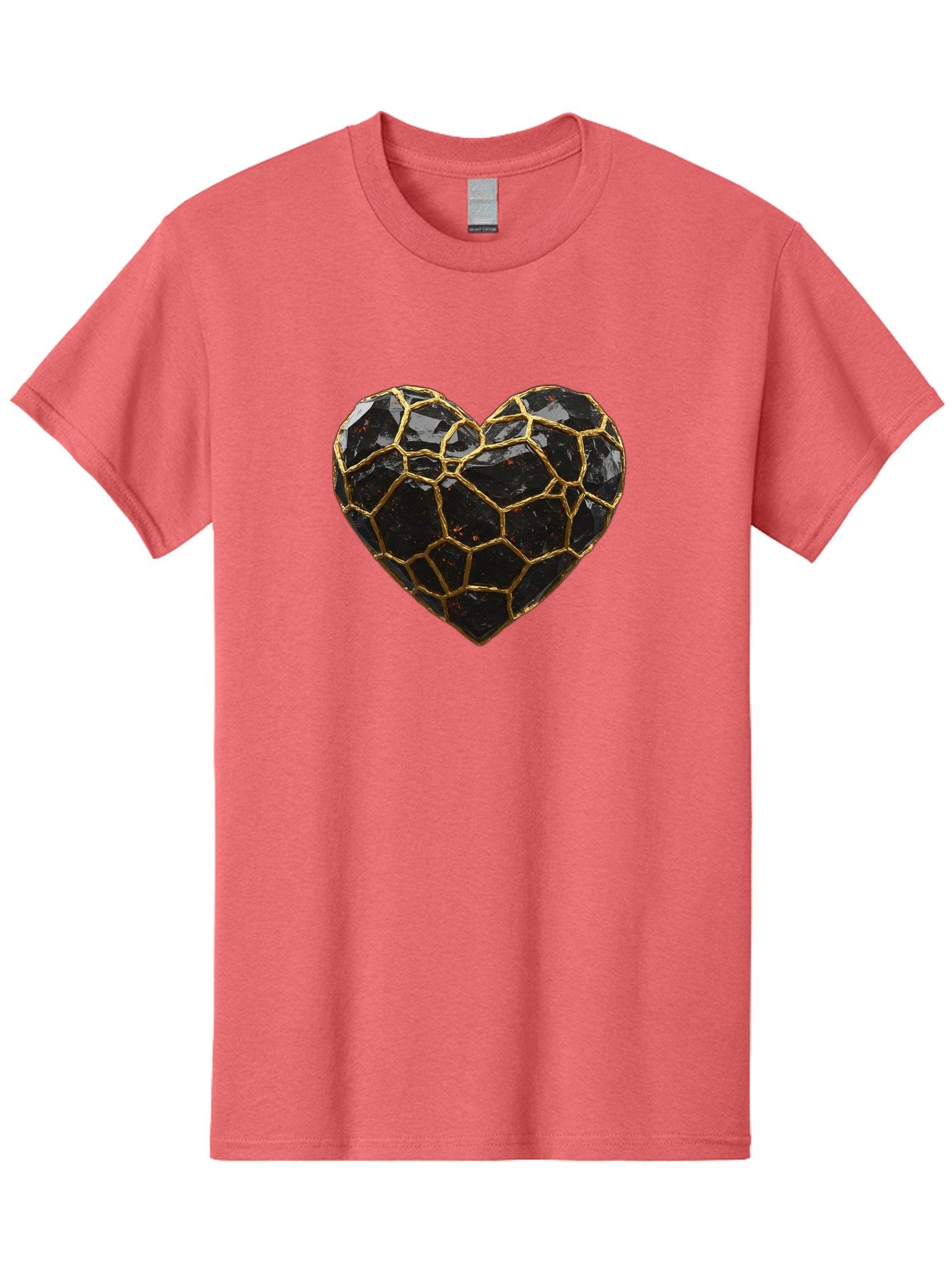 Kintsugi-Heart-8 Men'S Graphic Tee, 100% Cotton, Comfortable Casual Summer Wear, Machine Washable, Kintsugi Art, Broken Heart, Gold Repair, Cracked Gemstone, Luxury Jewelry, Unique Decoration, Symbolic Heart, Repaired Heart, Precious Stone, Bae063 12