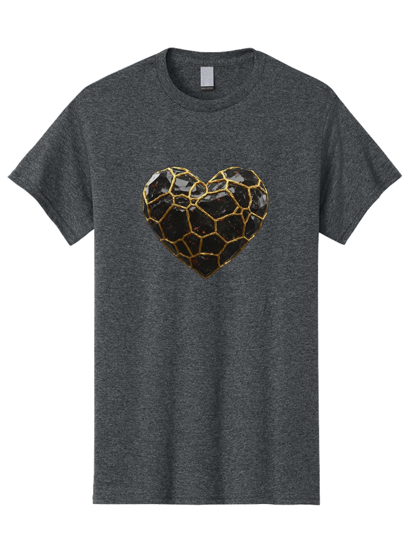 Kintsugi-Heart-8 Men'S Graphic Tee, 100% Cotton, Comfortable Casual Summer Wear, Machine Washable, Kintsugi Art, Broken Heart, Gold Repair, Cracked Gemstone, Luxury Jewelry, Unique Decoration, Symbolic Heart, Repaired Heart, Precious Stone, Bae063 8